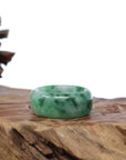 Baikalla Jewelry Jadeite Jade Bangle Bracelet Natural Burmese Green Jadeite Jade Bend Men's Ring