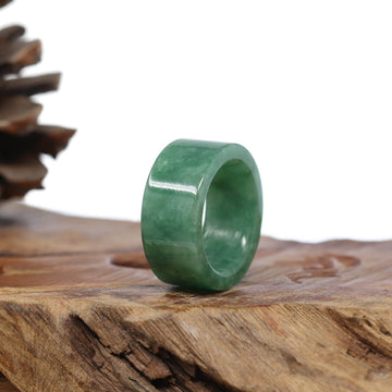 Baikalla Jewelry Jadeite Jade Bangle Bracelet Natural Burmese Green Jadeite Jade Bend Men's Ring