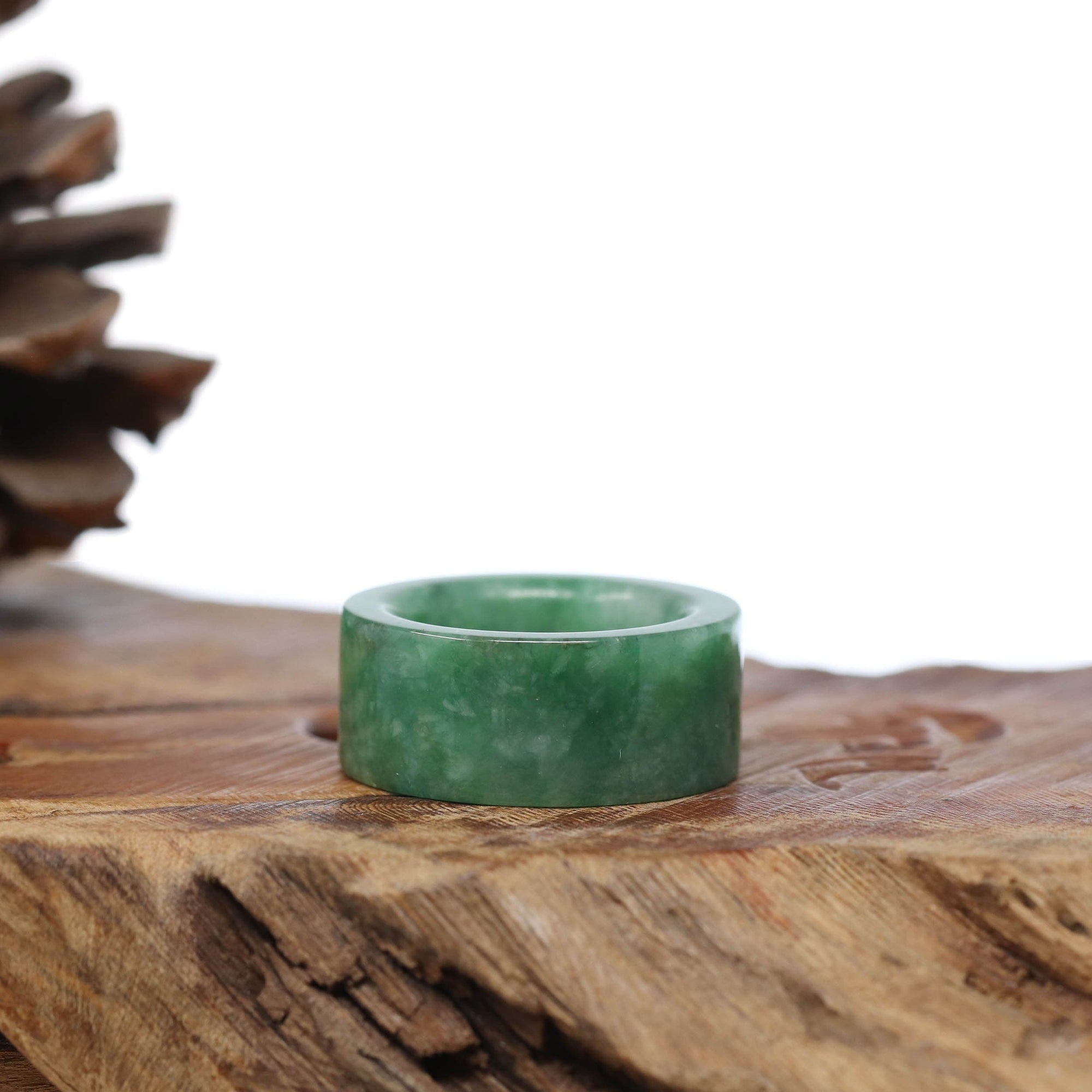 Baikalla Jewelry Jadeite Jade Bangle Bracelet Natural Burmese Green Jadeite Jade Bend Men's Ring