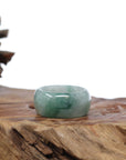 Baikalla Jewelry Jadeite Jade Bangle Bracelet Genuine Burmese Blue-green Jadeite Jade Men's Band Ring