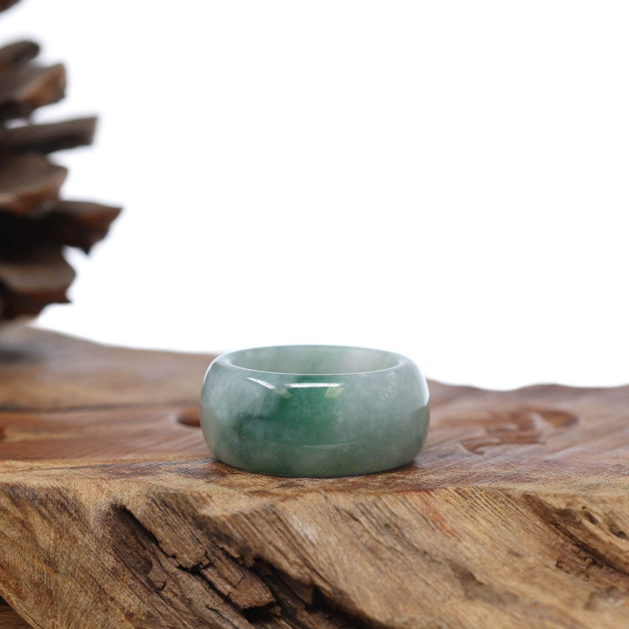 Baikalla Jewelry Jadeite Jade Bangle Bracelet Genuine Burmese Blue-green Jadeite Jade Men&#39;s Band Ring