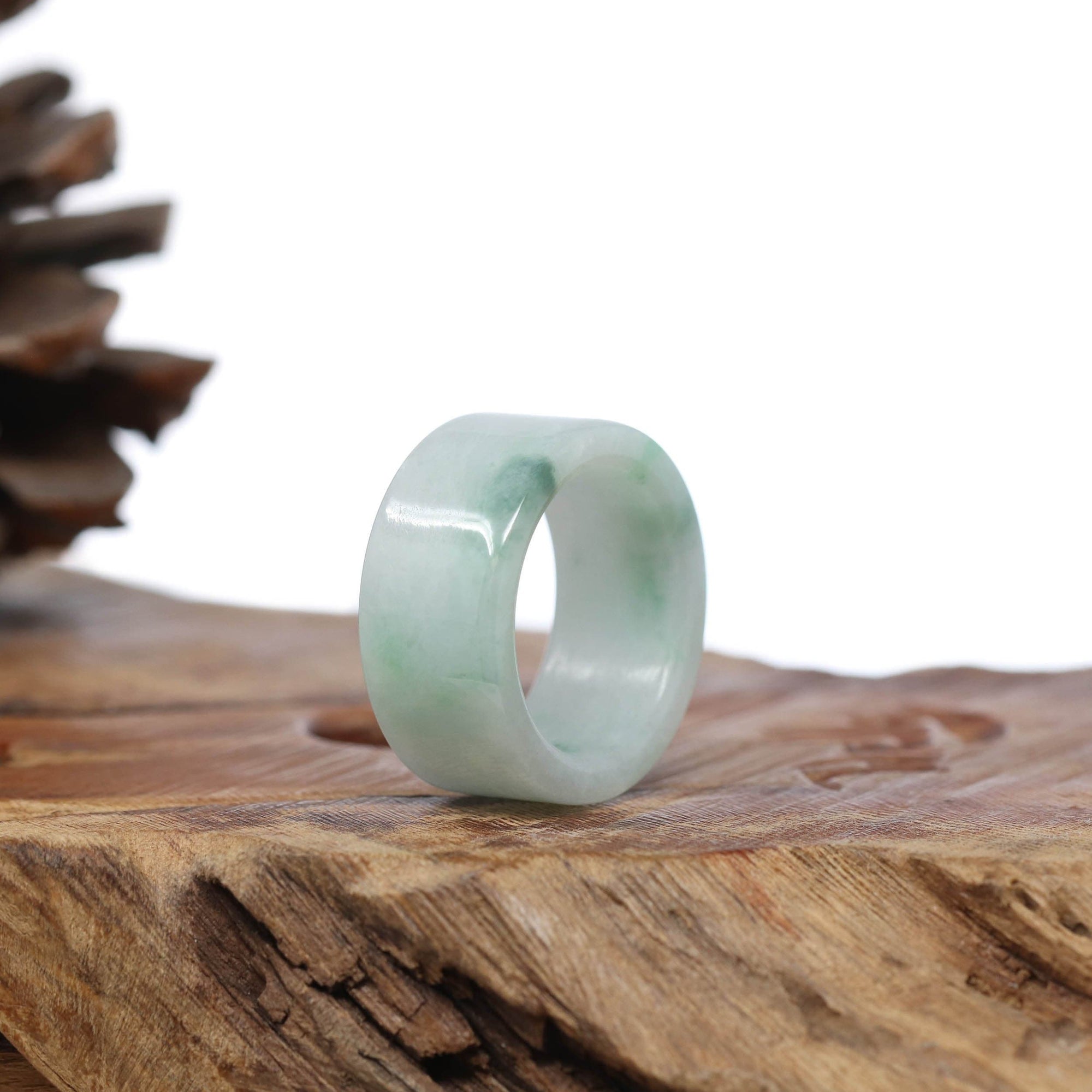 Baikalla Jewelry Jadeite Jade Bangle Bracelet Genuine Burmese Blue-green Jadeite Jade Men&#39;s Band Ring