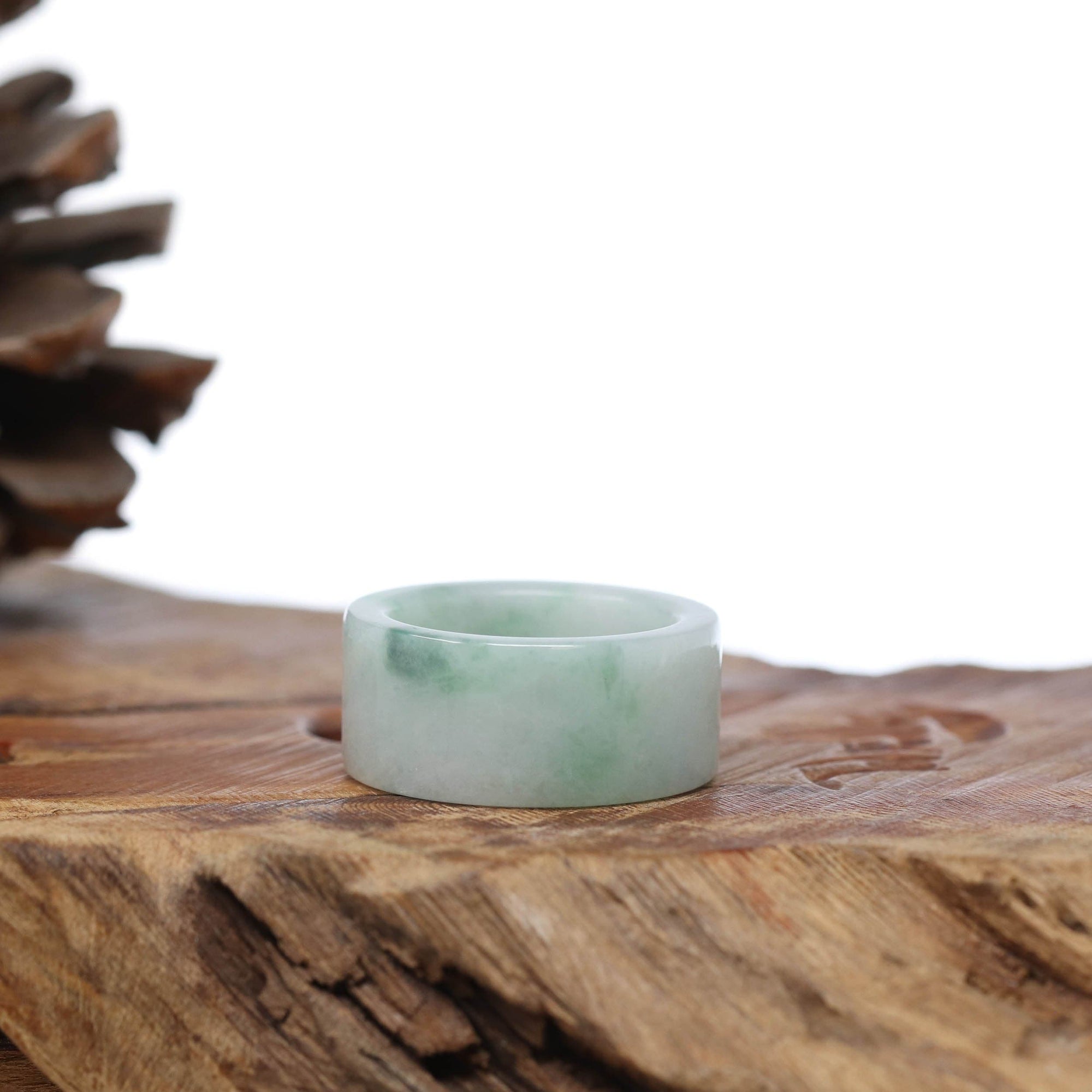 Baikalla Jewelry Jadeite Jade Bangle Bracelet Genuine Burmese Blue-green Jadeite Jade Men&#39;s Band Ring