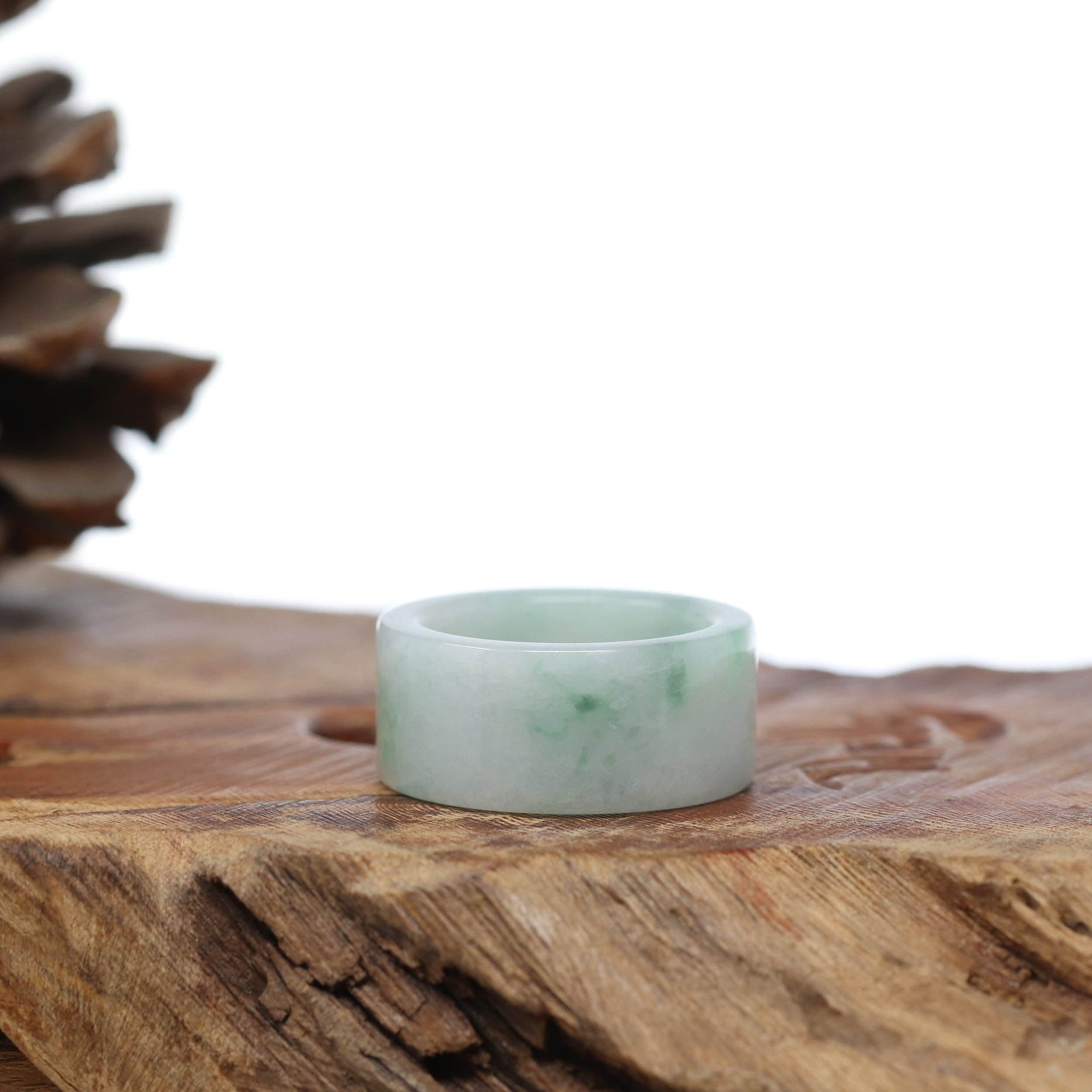 Baikalla Jewelry Jadeite Jade Bangle Bracelet Genuine Burmese Blue-green Jadeite Jade Men&#39;s Band Ring