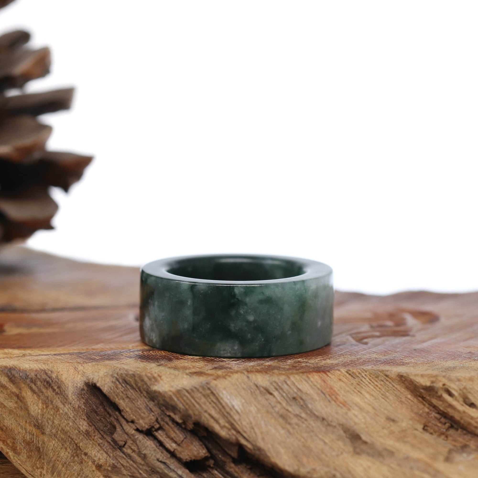 Baikalla Jewelry Jadeite Jade Bangle Bracelet Genuine Burmese Blue-green Jadeite Jade Men&#39;s Band Ring