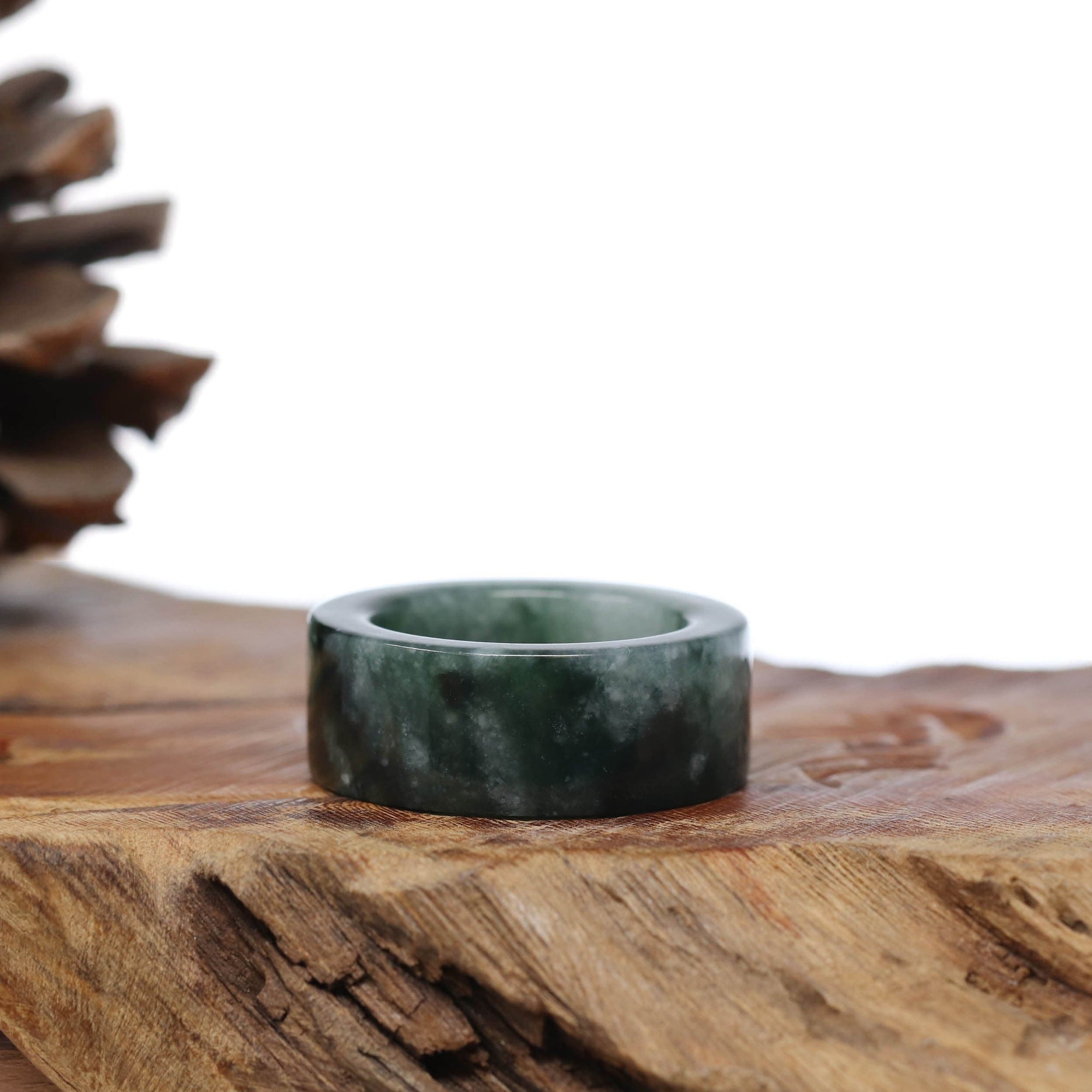 Baikalla Jewelry Jadeite Jade Bangle Bracelet Genuine Burmese Blue-green Jadeite Jade Men&#39;s Band Ring