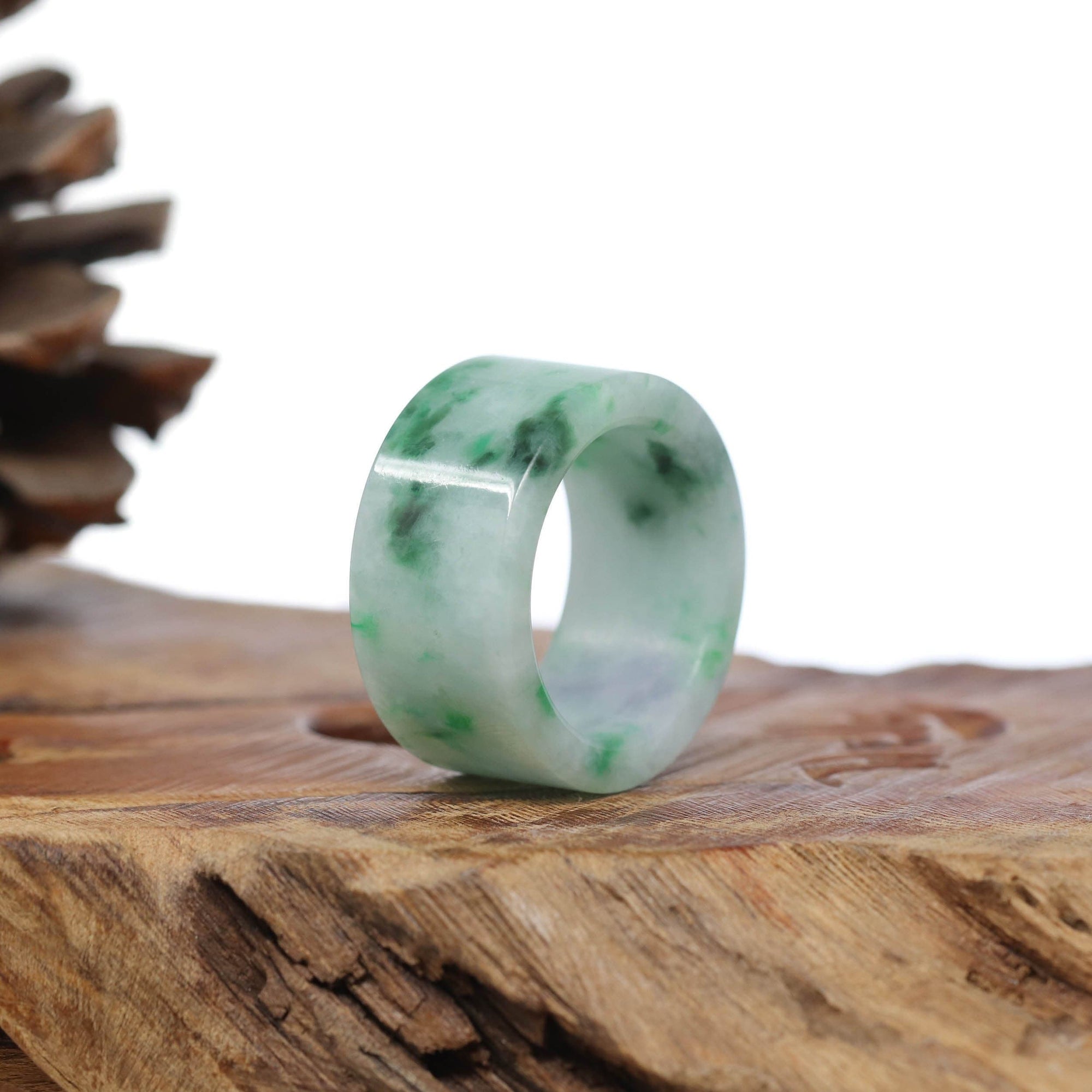 Baikalla Jewelry Jadeite Jade Bangle Bracelet Genuine Burmese Blue-green Jadeite Jade Men&#39;s Band Ring