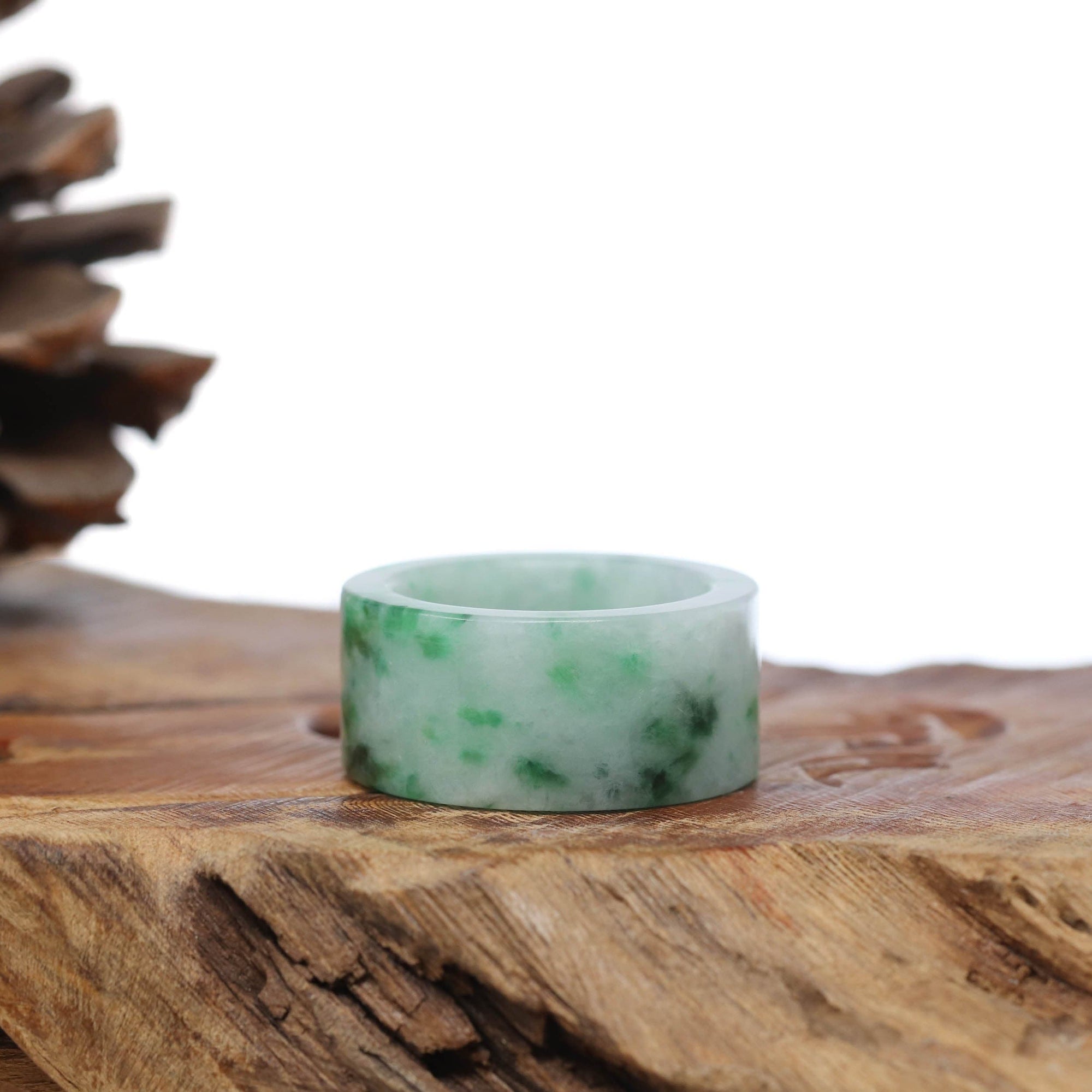 Baikalla Jewelry Jadeite Jade Bangle Bracelet Genuine Burmese Blue-green Jadeite Jade Men's Band Ring