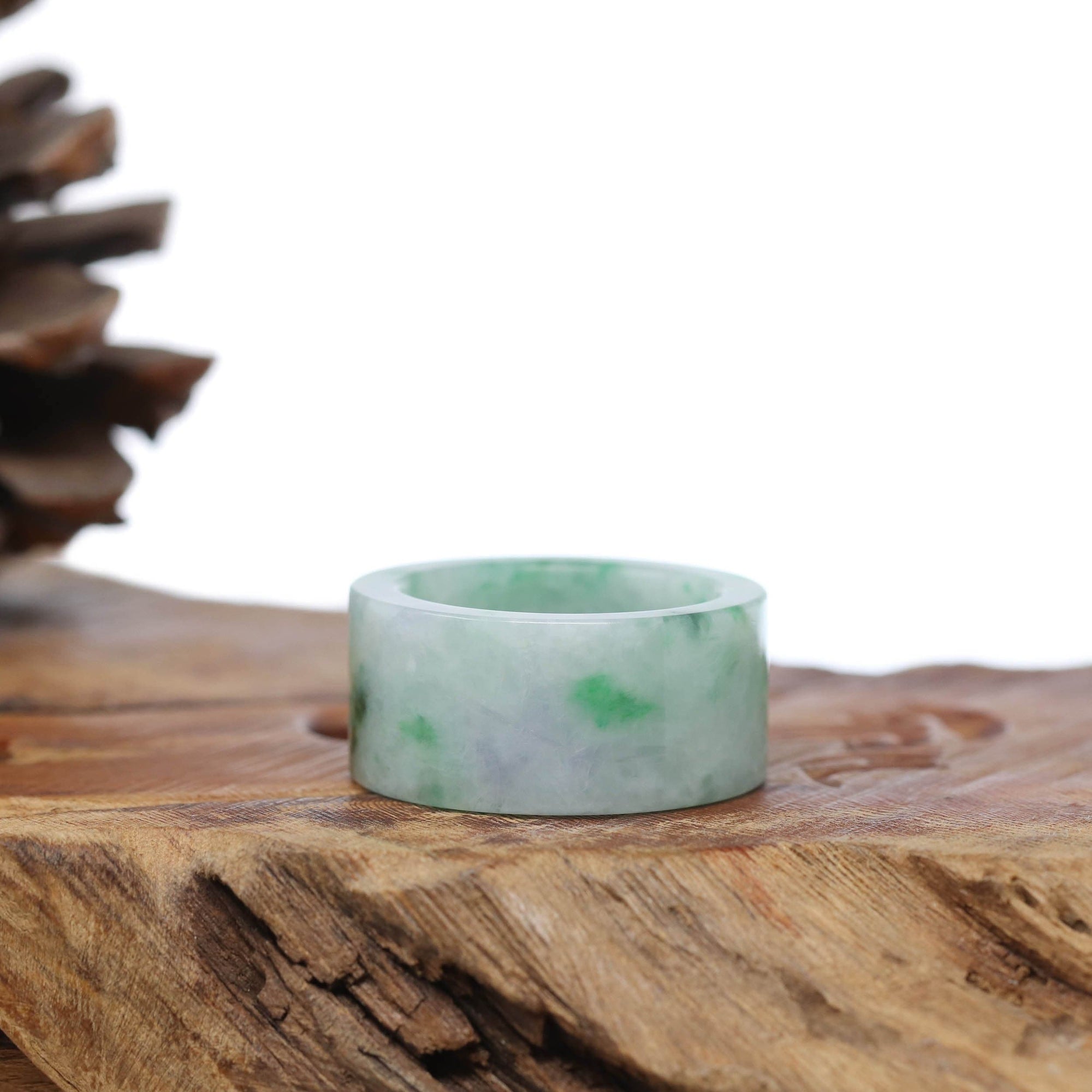 Baikalla Jewelry Jadeite Jade Bangle Bracelet Genuine Burmese Blue-green Jadeite Jade Men's Band Ring