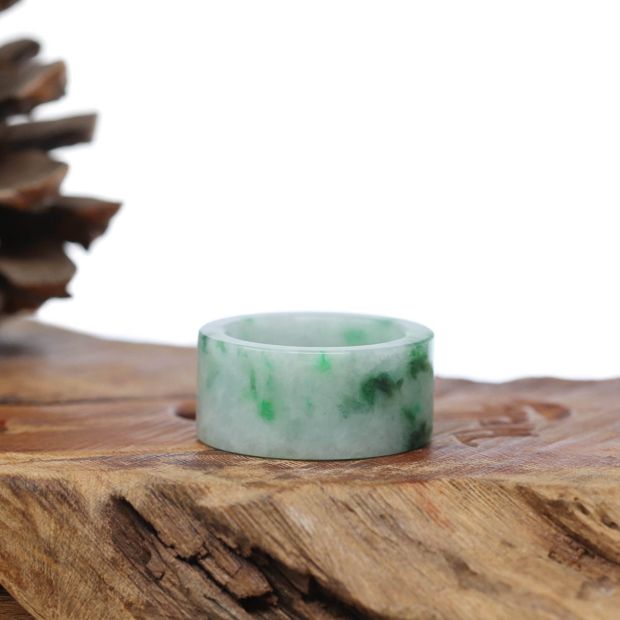 Baikalla Jewelry Jadeite Jade Bangle Bracelet Genuine Burmese Blue-green Jadeite Jade Men&#39;s Band Ring