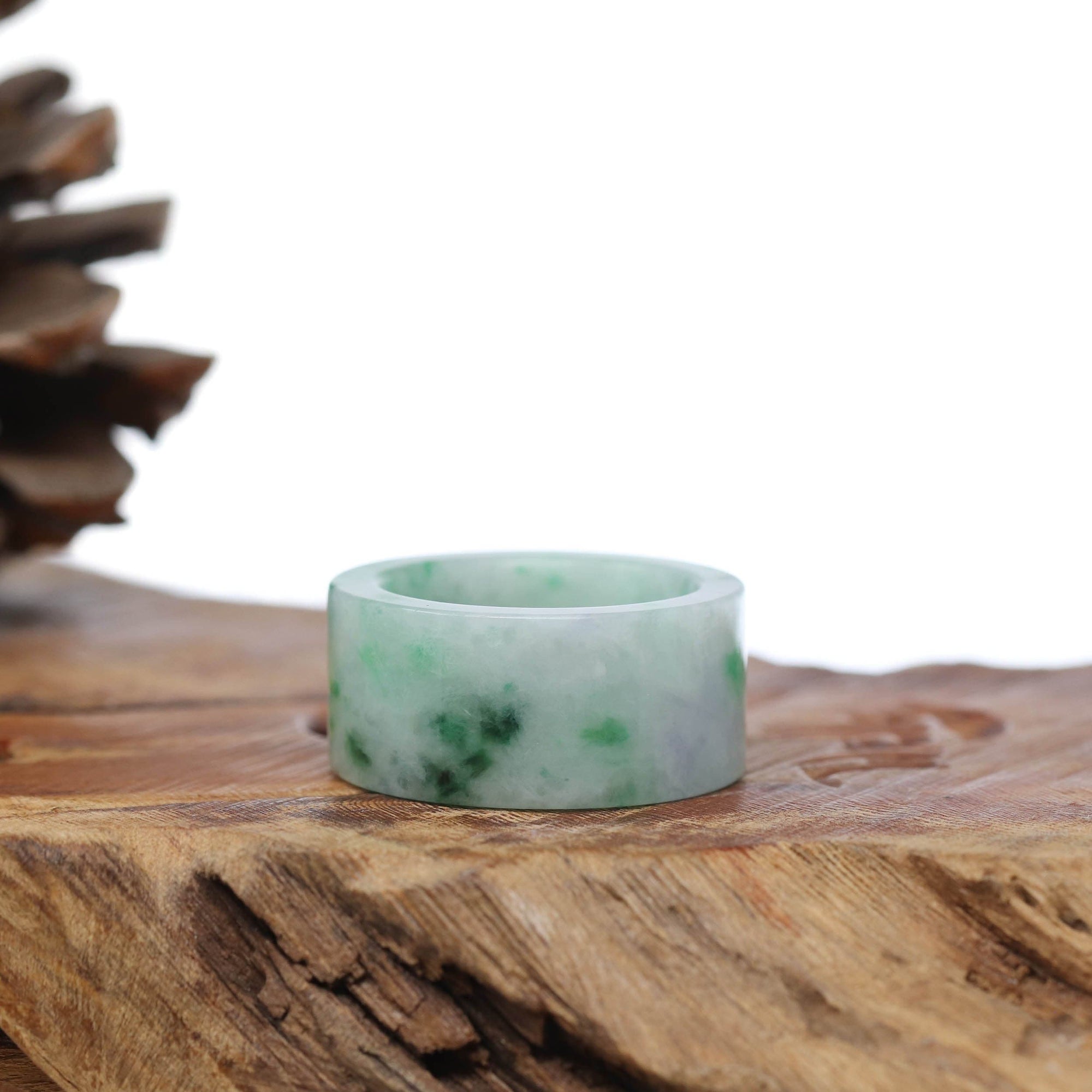 Baikalla Jewelry Jadeite Jade Bangle Bracelet Genuine Burmese Blue-green Jadeite Jade Men&#39;s Band Ring