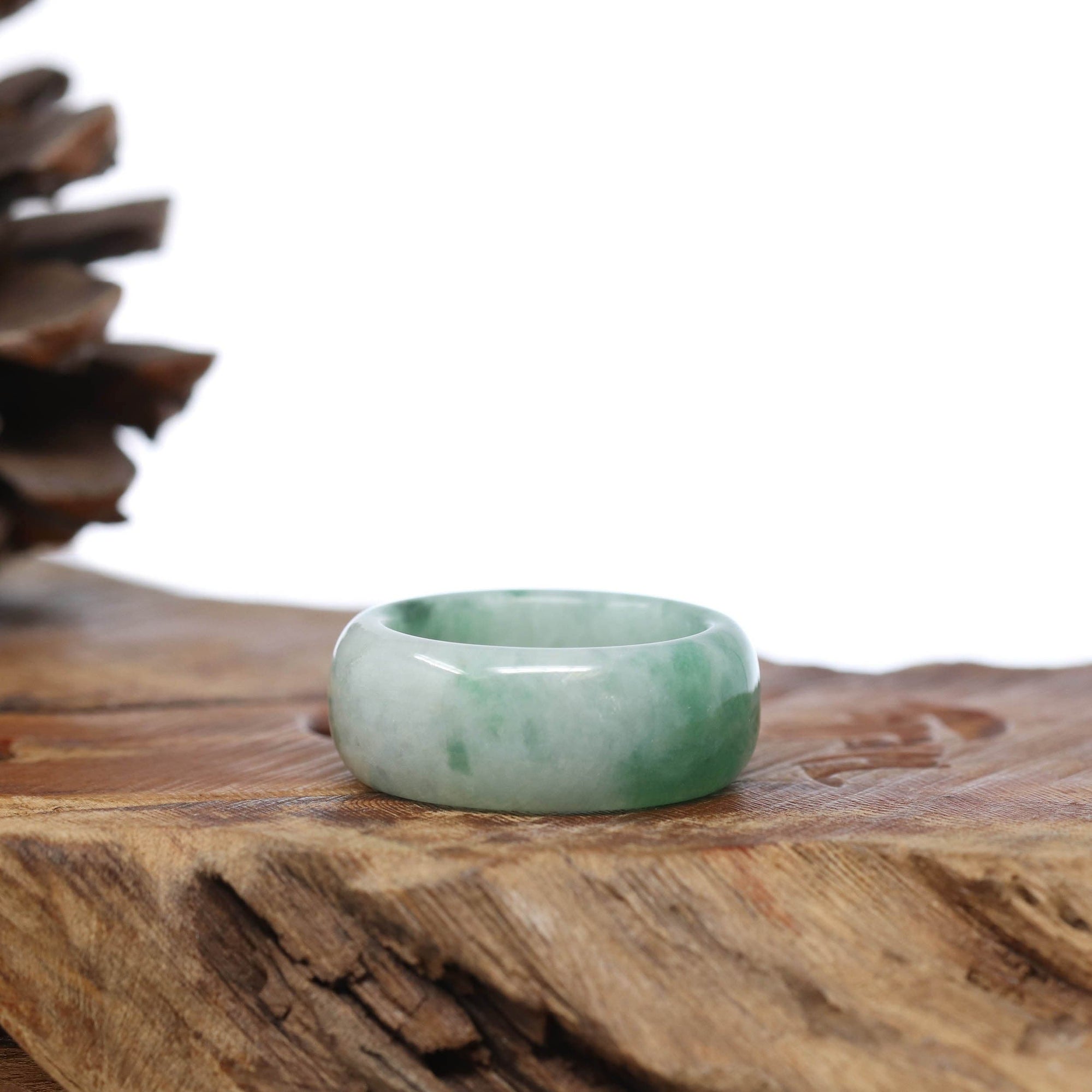 Baikalla Jewelry Jadeite Jade Bangle Bracelet Baikalla Genuine Burmese Green Jadeite Jade Bend Men's Ring