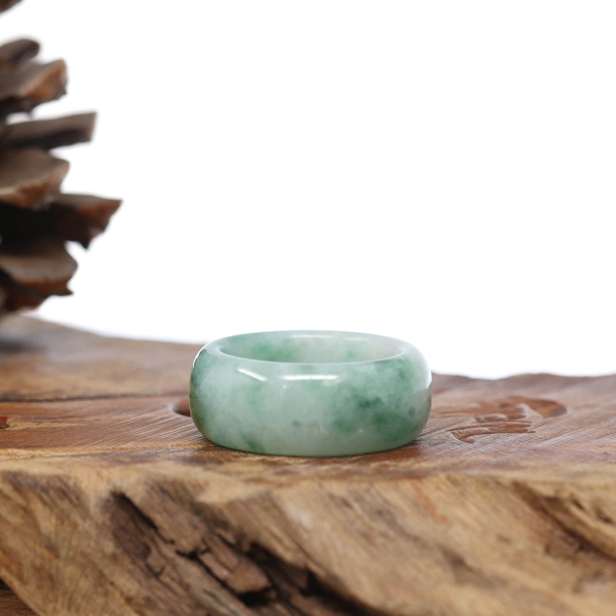 Baikalla Jewelry Jadeite Jade Bangle Bracelet Baikalla Genuine Burmese Green Jadeite Jade Bend Men's Ring