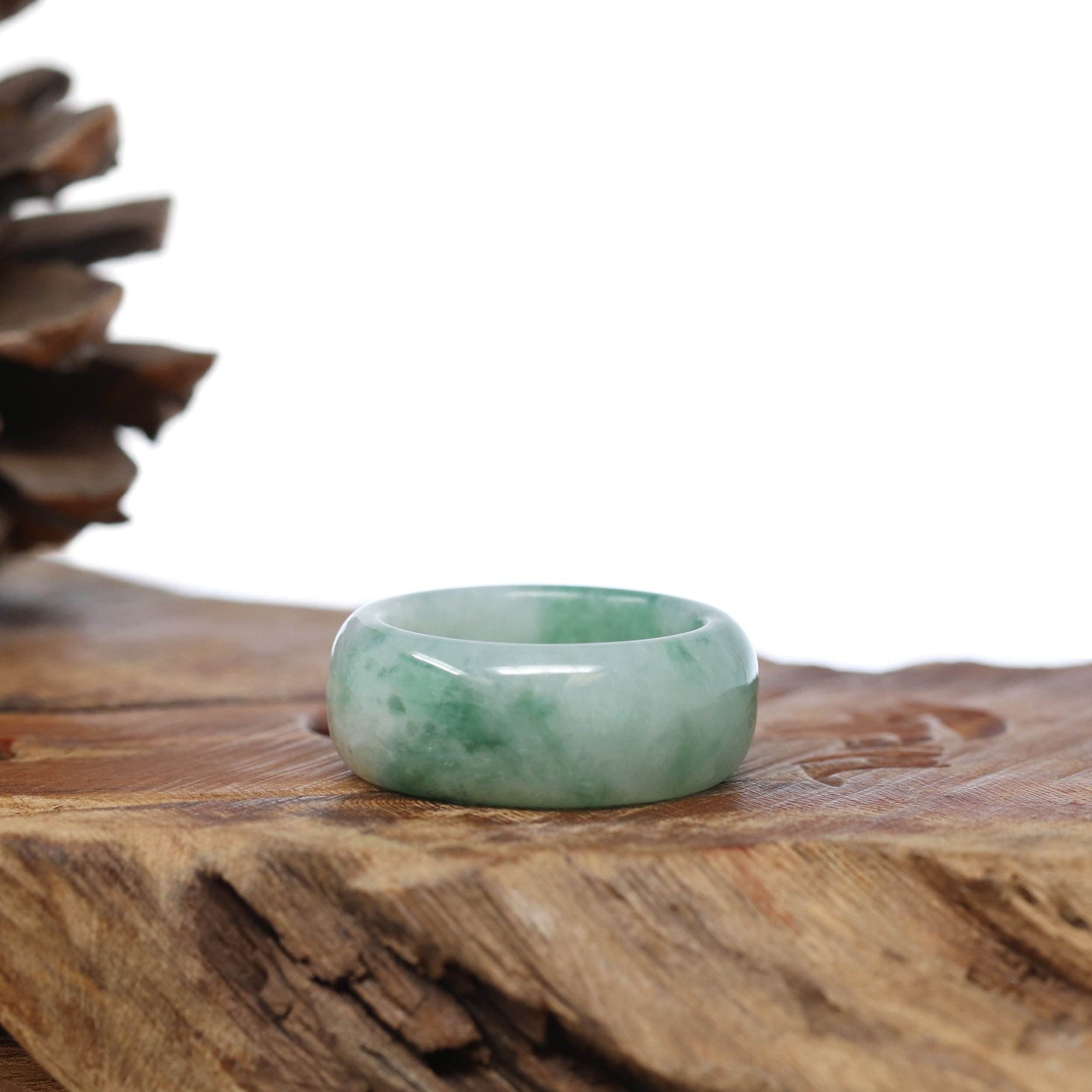 Baikalla Jewelry Jadeite Jade Bangle Bracelet Baikalla Genuine Burmese Green Jadeite Jade Bend Men&#39;s Ring