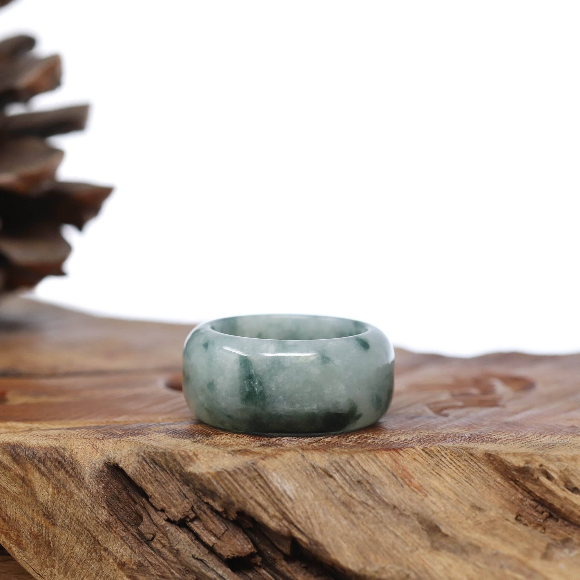 Baikalla Jewelry Jadeite Jade Bangle Bracelet Genuine Burmese Blue-green Jadeite Jade Men&#39;s Band Ring