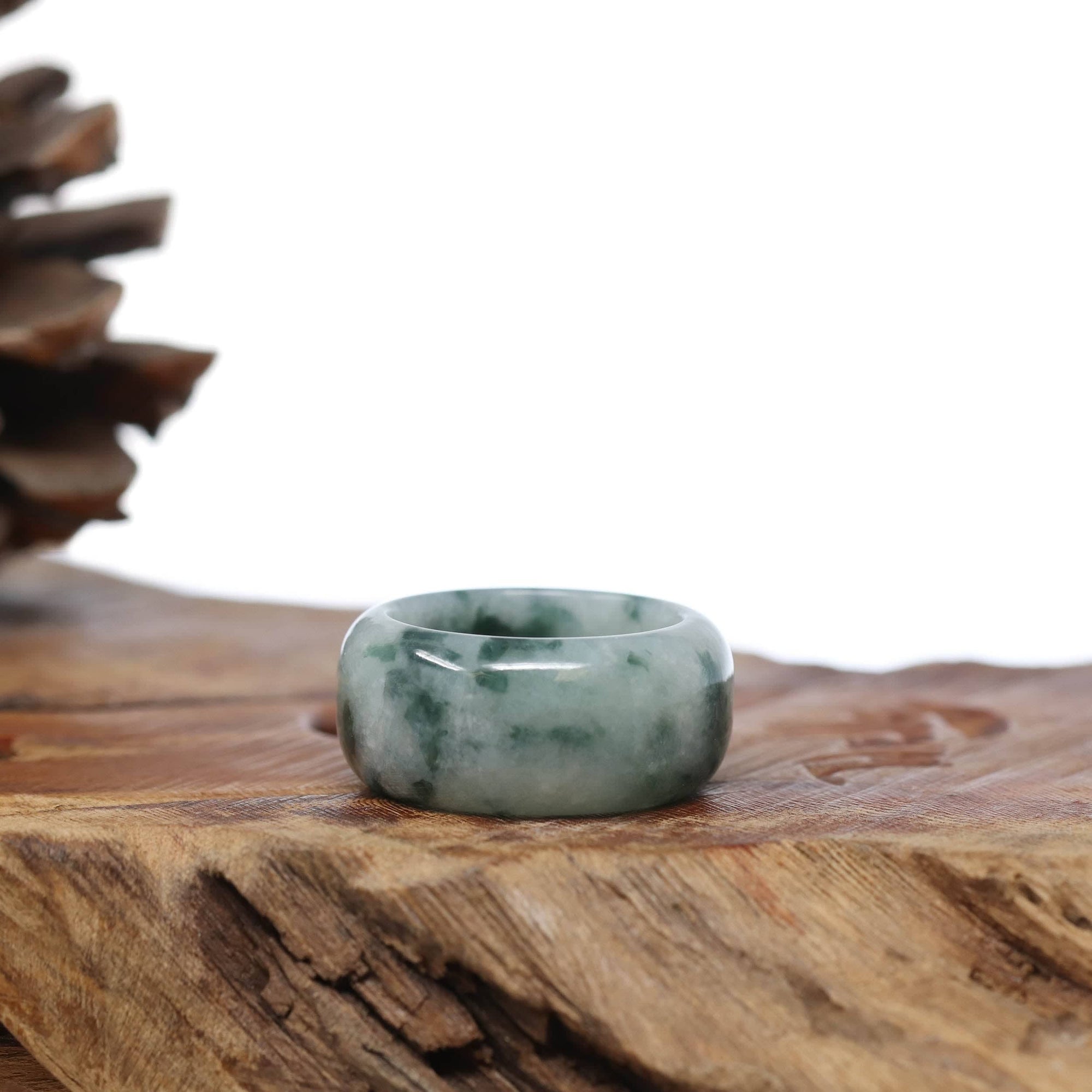 Baikalla Jewelry Jadeite Jade Bangle Bracelet Genuine Burmese Blue-green Jadeite Jade Men&#39;s Band Ring