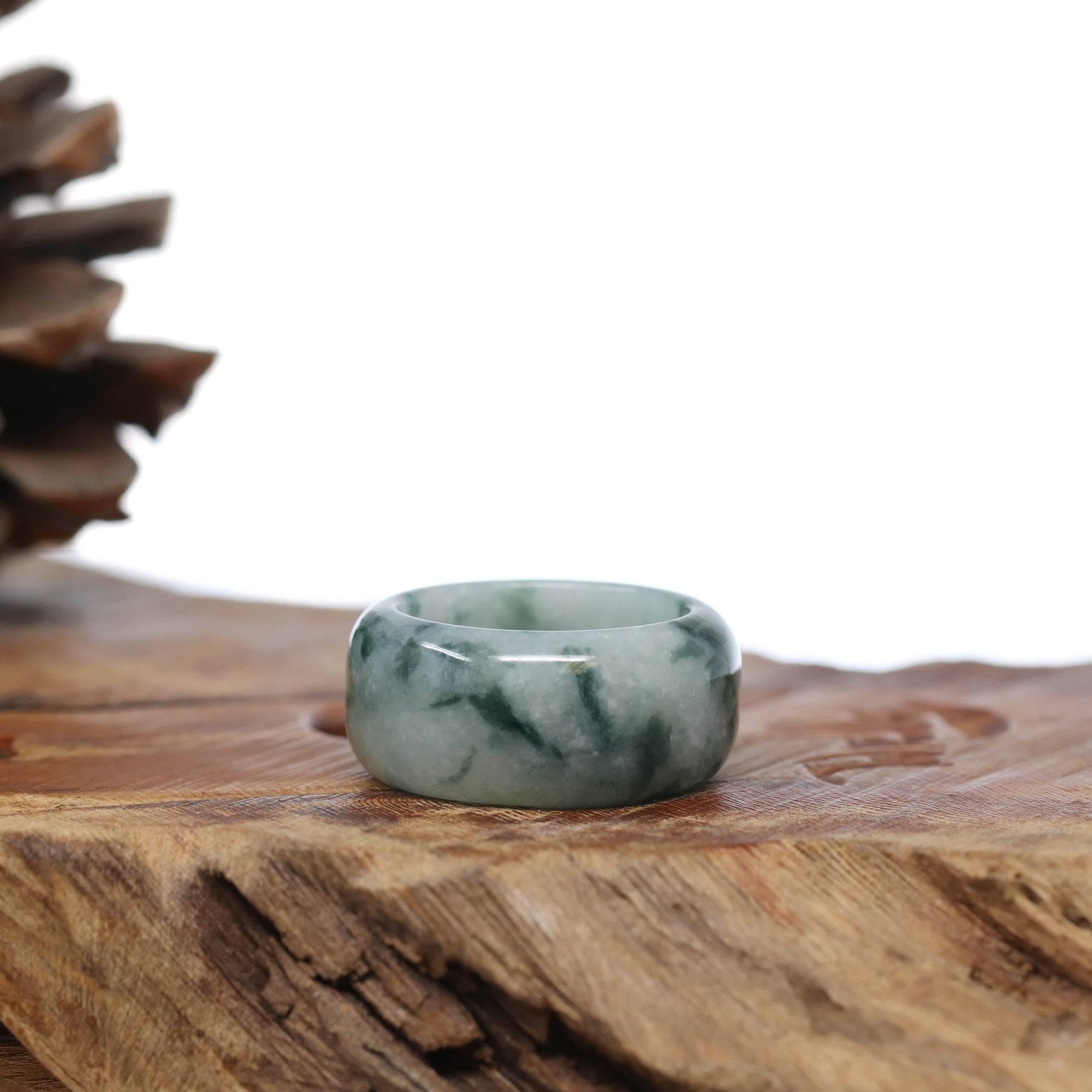 Baikalla Jewelry Jadeite Jade Bangle Bracelet Genuine Burmese Blue-green Jadeite Jade Men&#39;s Band Ring