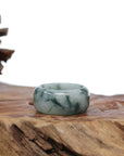 Baikalla Jewelry Jadeite Jade Bangle Bracelet Genuine Burmese Blue-green Jadeite Jade Men's Band Ring