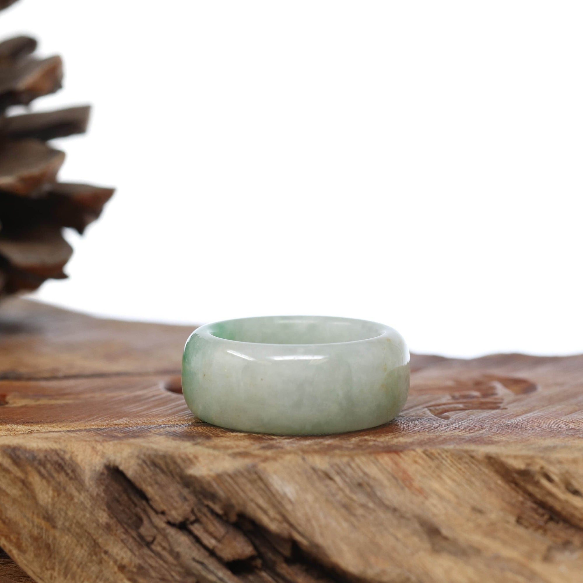 Baikalla Jewelry Jadeite Jade Bangle Bracelet Natural Burmese Green Jadeite Jade Bend Men's Ring