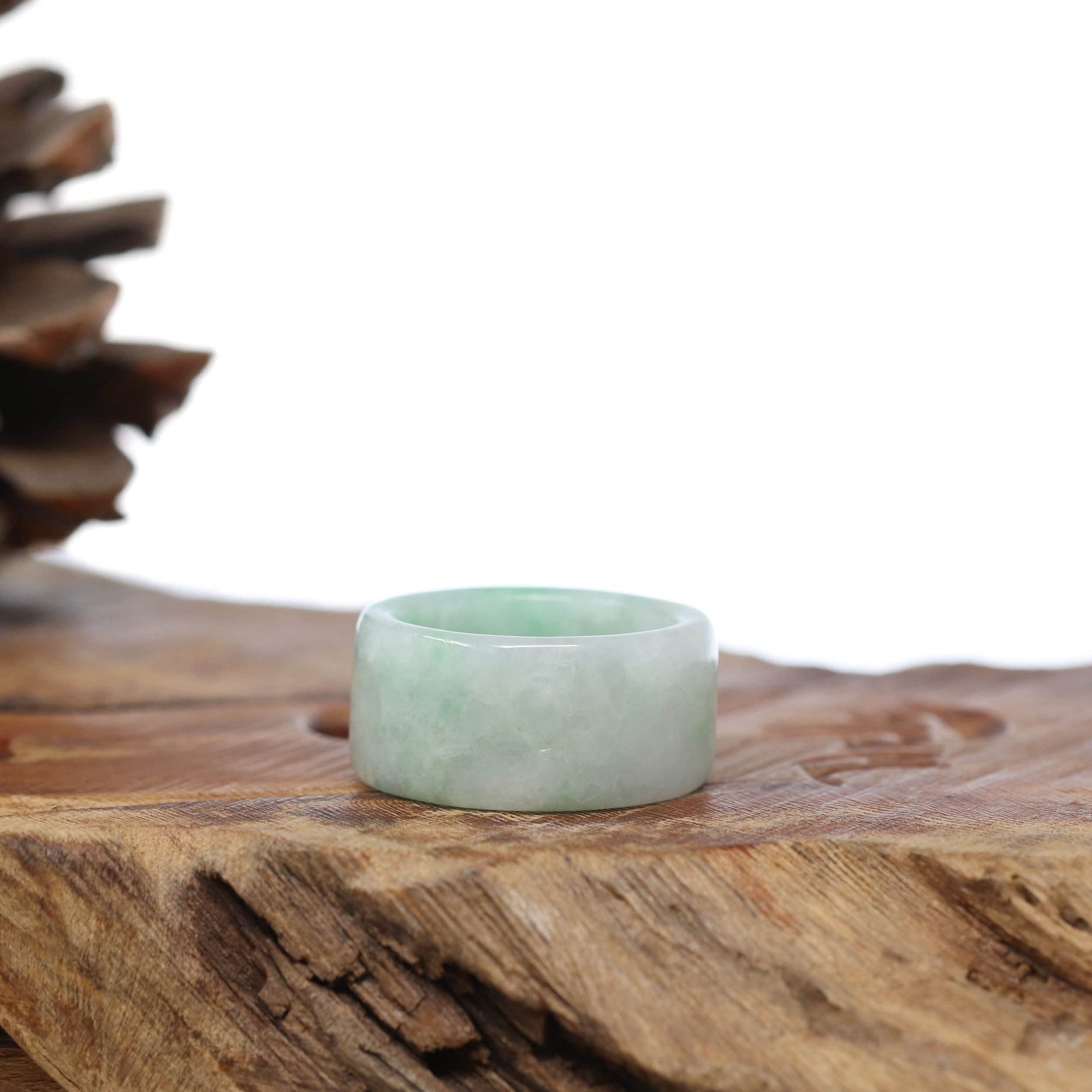 Baikalla Jewelry Jadeite Jade Bangle Bracelet Natural Burmese Green Jadeite Jade Bend Men's Ring