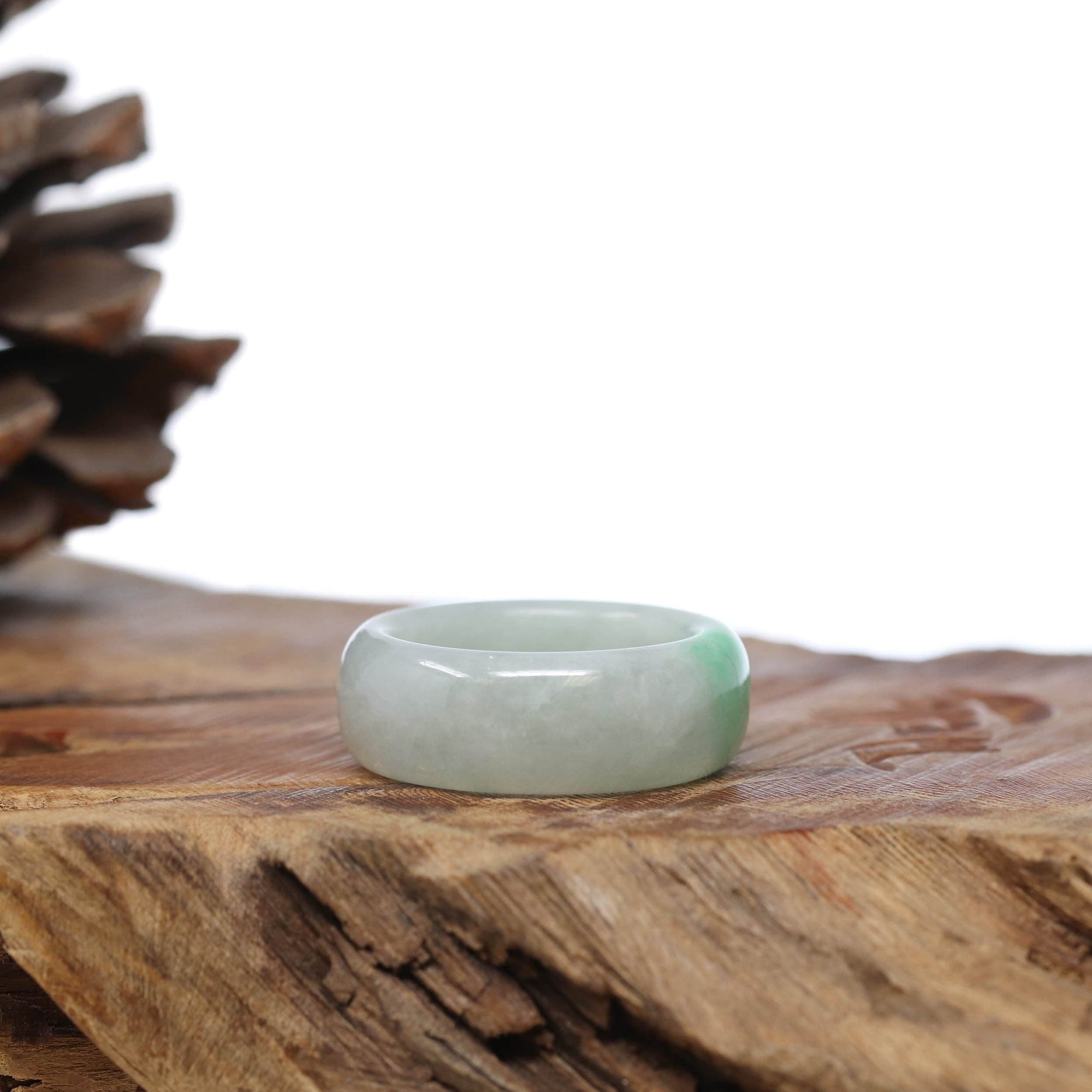 Baikalla Jewelry Jadeite Jade Bangle Bracelet Natural Burmese Green Jadeite Jade Bend Men&#39;s Ring