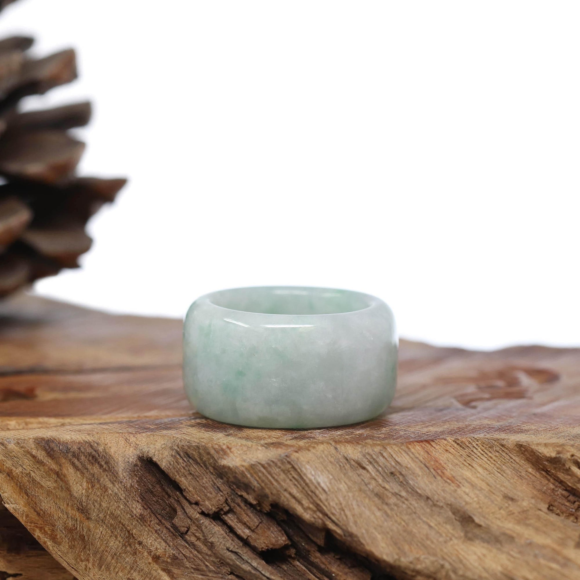 Baikalla Jewelry Jadeite Jade Bangle Bracelet Natural Burmese Green Jadeite Jade Bend Men's Ring