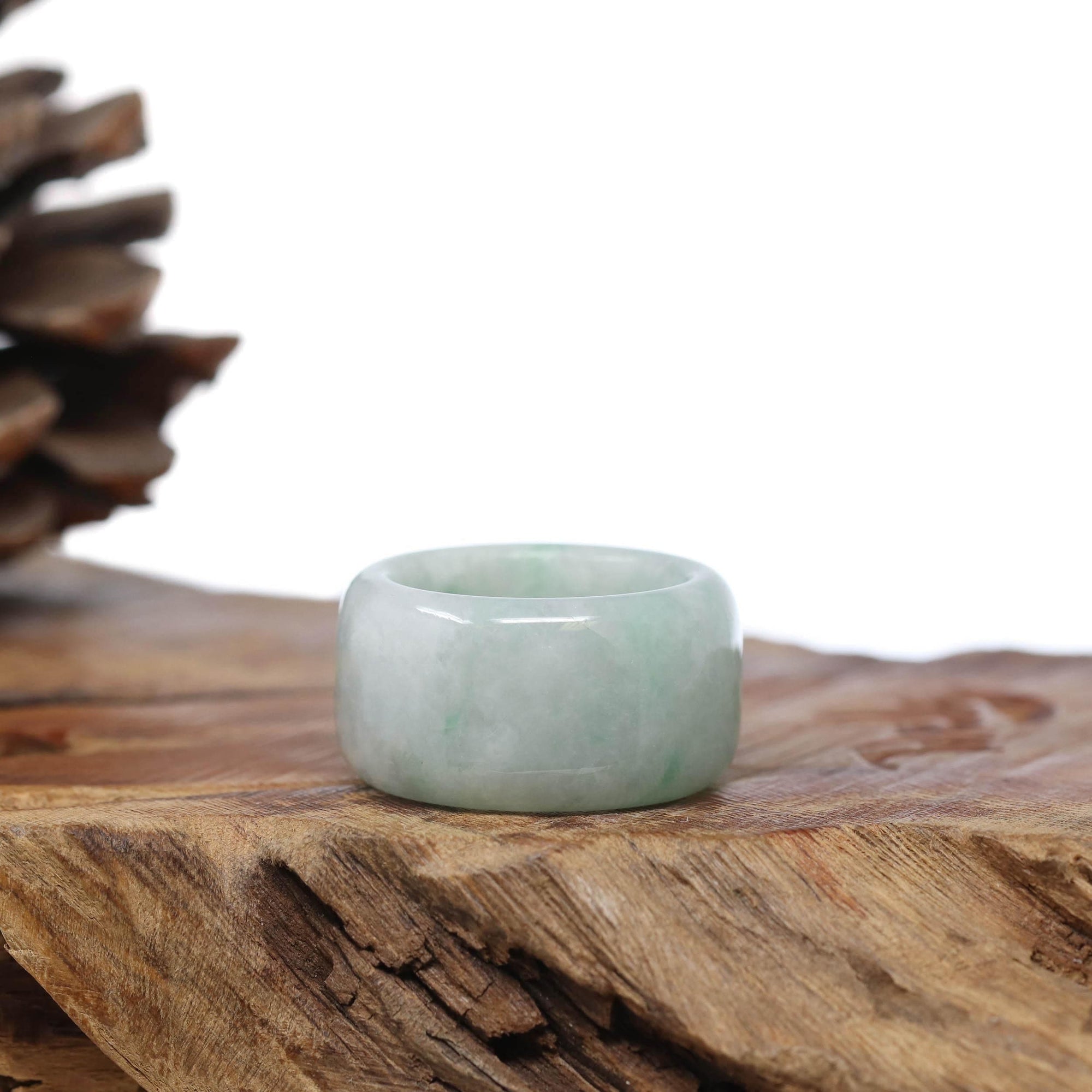 Baikalla Jewelry Jadeite Jade Bangle Bracelet Natural Burmese Green Jadeite Jade Bend Men&#39;s Ring