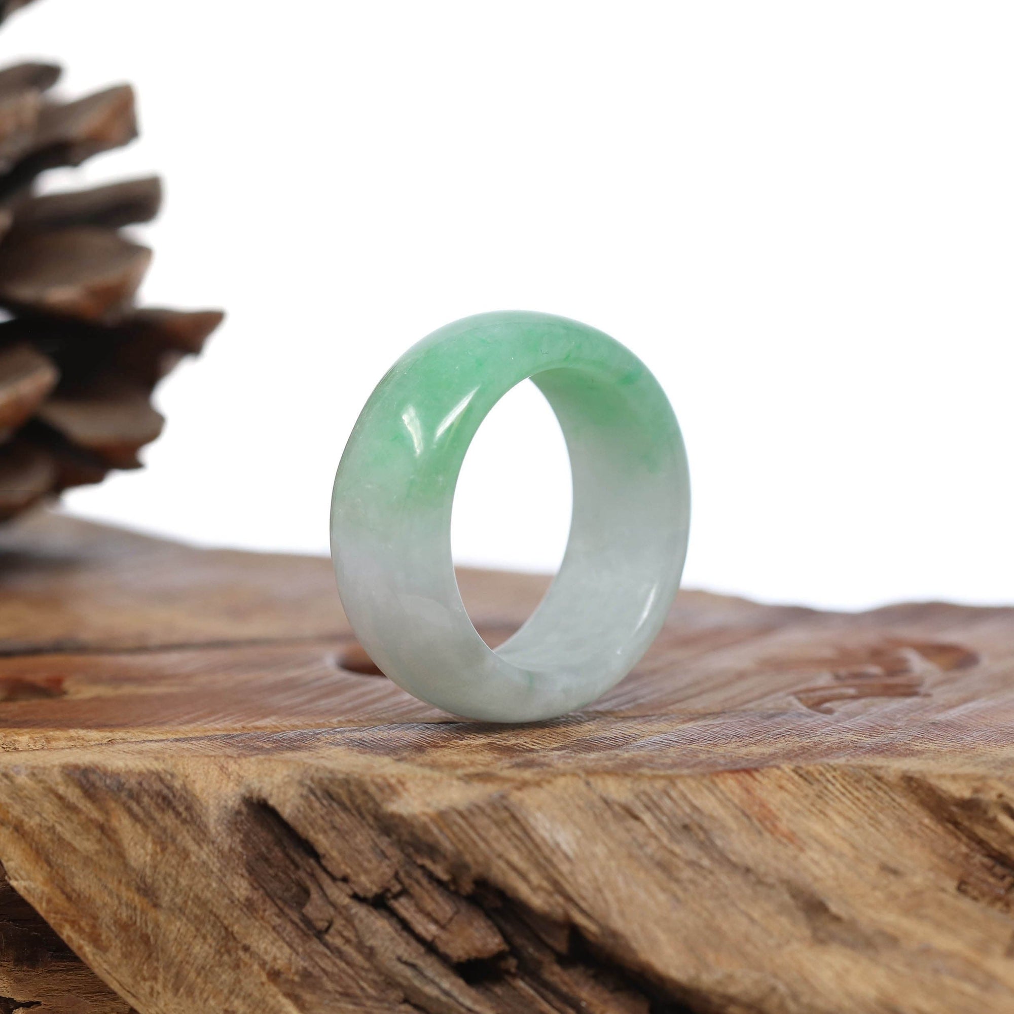 Baikalla Jewelry Jadeite Jade Bangle Bracelet Baikalla Genuine Burmese Green Jadeite Jade Bend Men&#39;s Ring