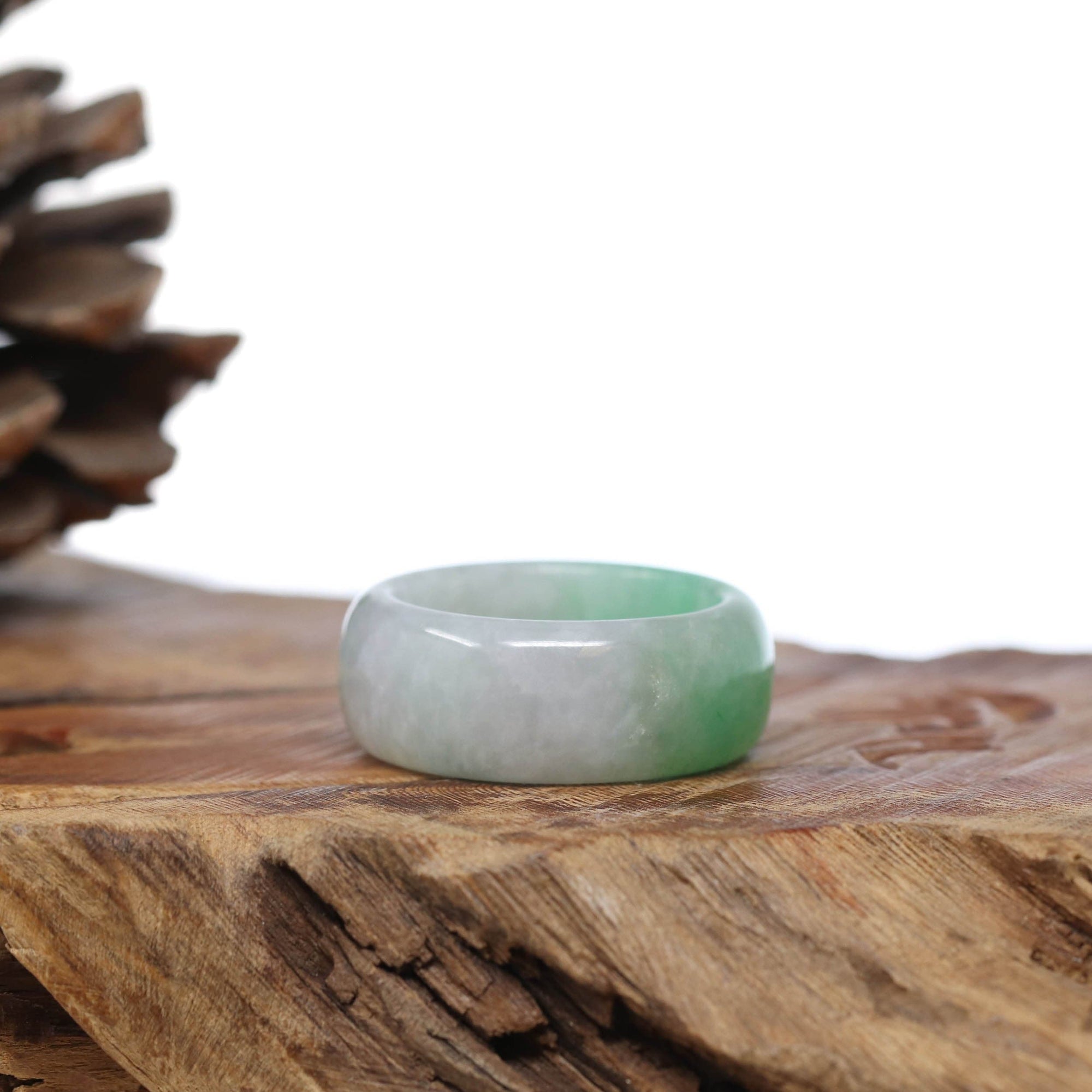 Baikalla Jewelry Jadeite Jade Bangle Bracelet Baikalla Genuine Burmese Green Jadeite Jade Bend Men's Ring