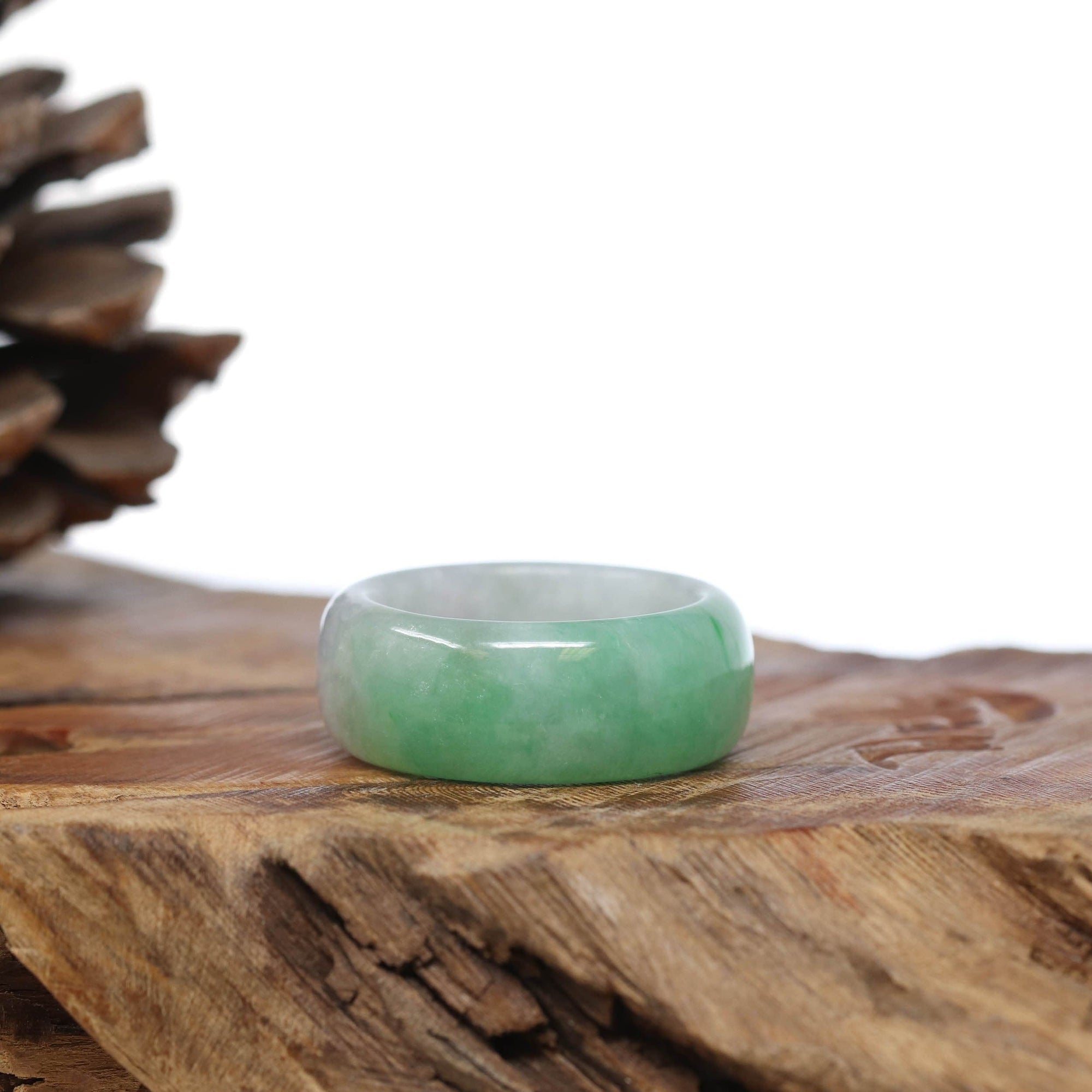 Baikalla Jewelry Jadeite Jade Bangle Bracelet Baikalla Genuine Burmese Green Jadeite Jade Bend Men&#39;s Ring