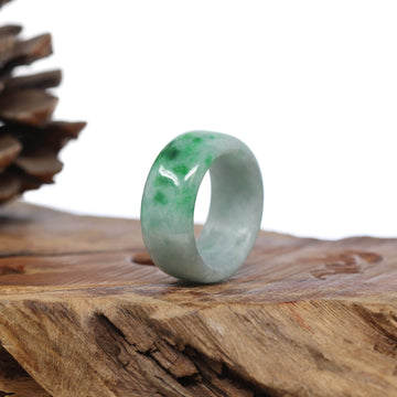 Baikalla Jewelry Jadeite Jade Bangle Bracelet Natural Burmese Green Jadeite Jade Bend Men's Ring