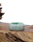 Baikalla Jewelry Jadeite Jade Bangle Bracelet Natural Burmese Green Jadeite Jade Bend Men's Ring