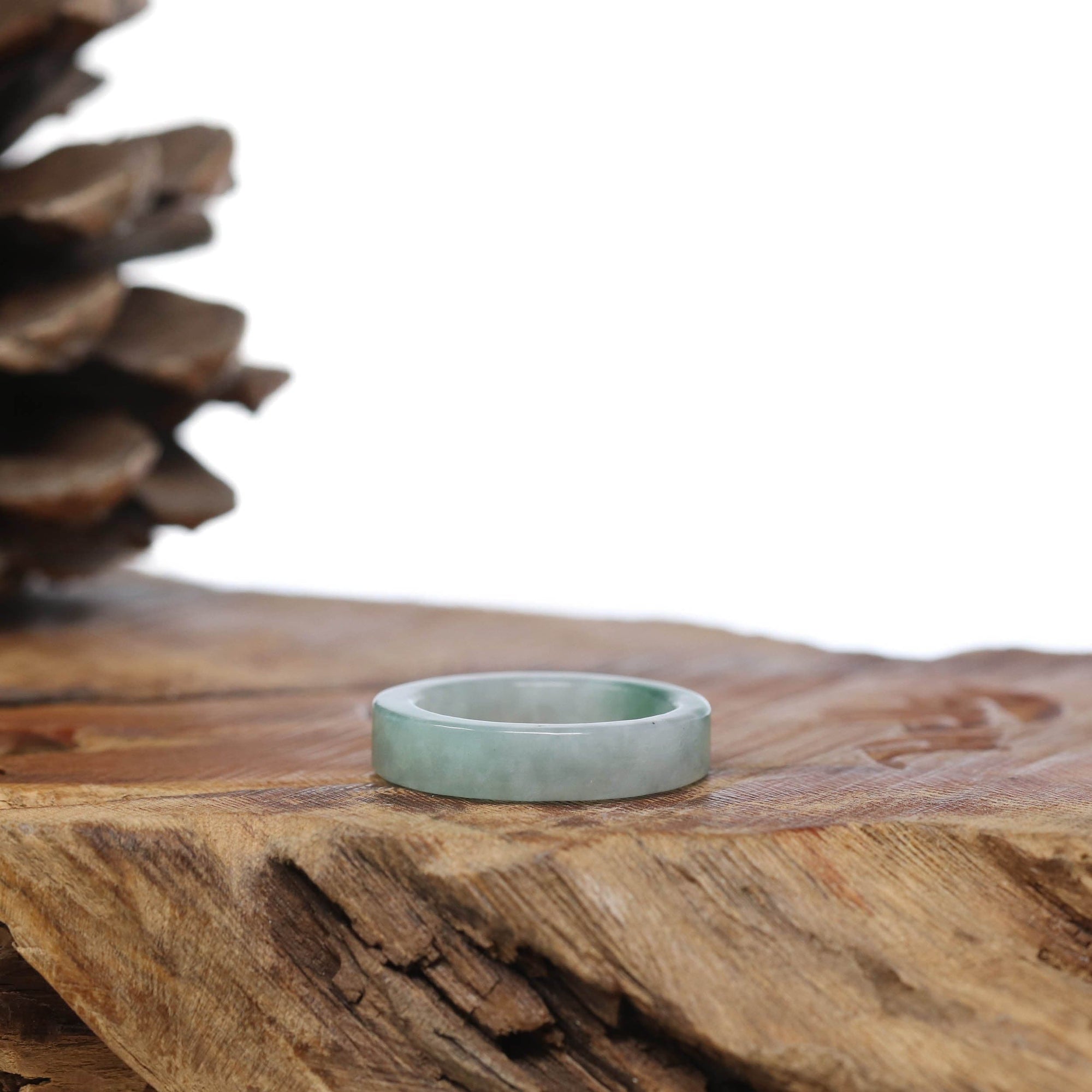 Baikalla Jewelry Jadeite Jade Bangle Bracelet Natural Burmese Green Jadeite Jade Bend Men&#39;s Ring