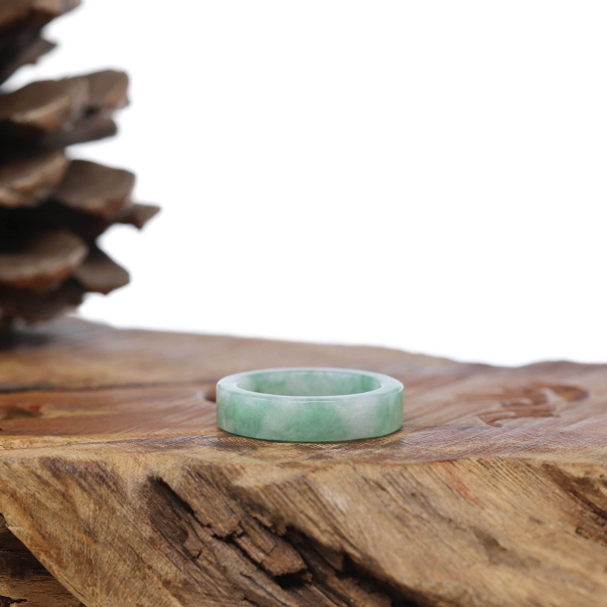 Baikalla Jewelry Jadeite Jade Bangle Bracelet Natural Burmese Green Jadeite Jade Bend Men&#39;s Ring