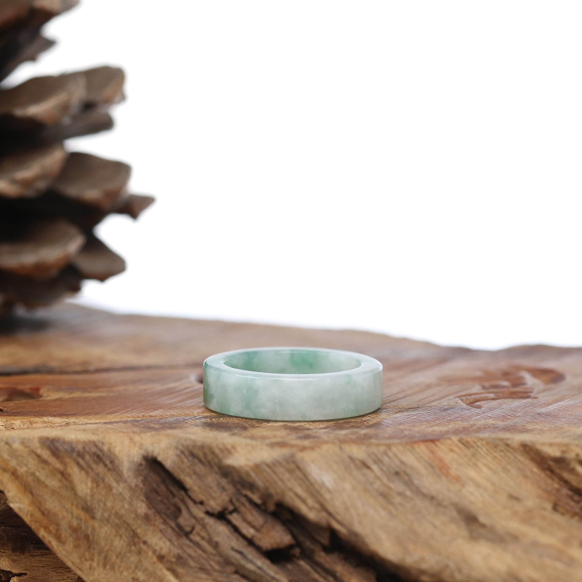 Baikalla Jewelry Jadeite Jade Bangle Bracelet Natural Burmese Green Jadeite Jade Bend Men&#39;s Ring