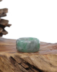 Baikalla Jewelry Jadeite Jade Bangle Bracelet Natural Burmese Green Jadeite Jade Bend Men's Ring