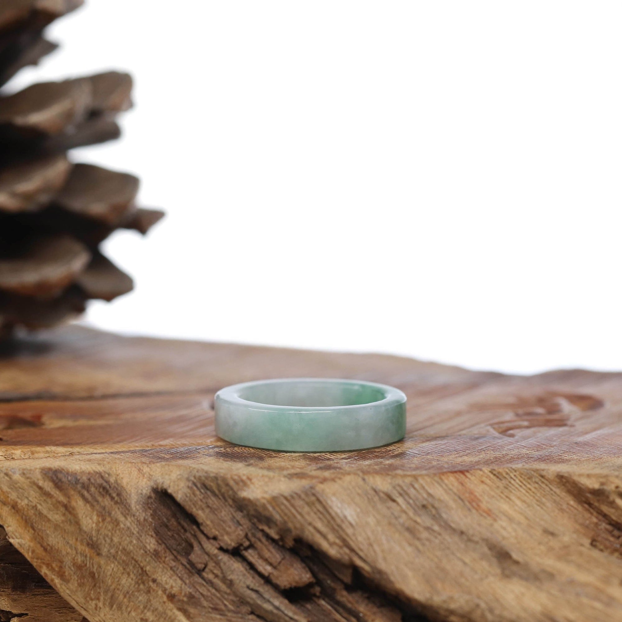 Baikalla Jewelry Jadeite Jade Bangle Bracelet Natural Burmese Green Jadeite Jade Bend Men's Ring