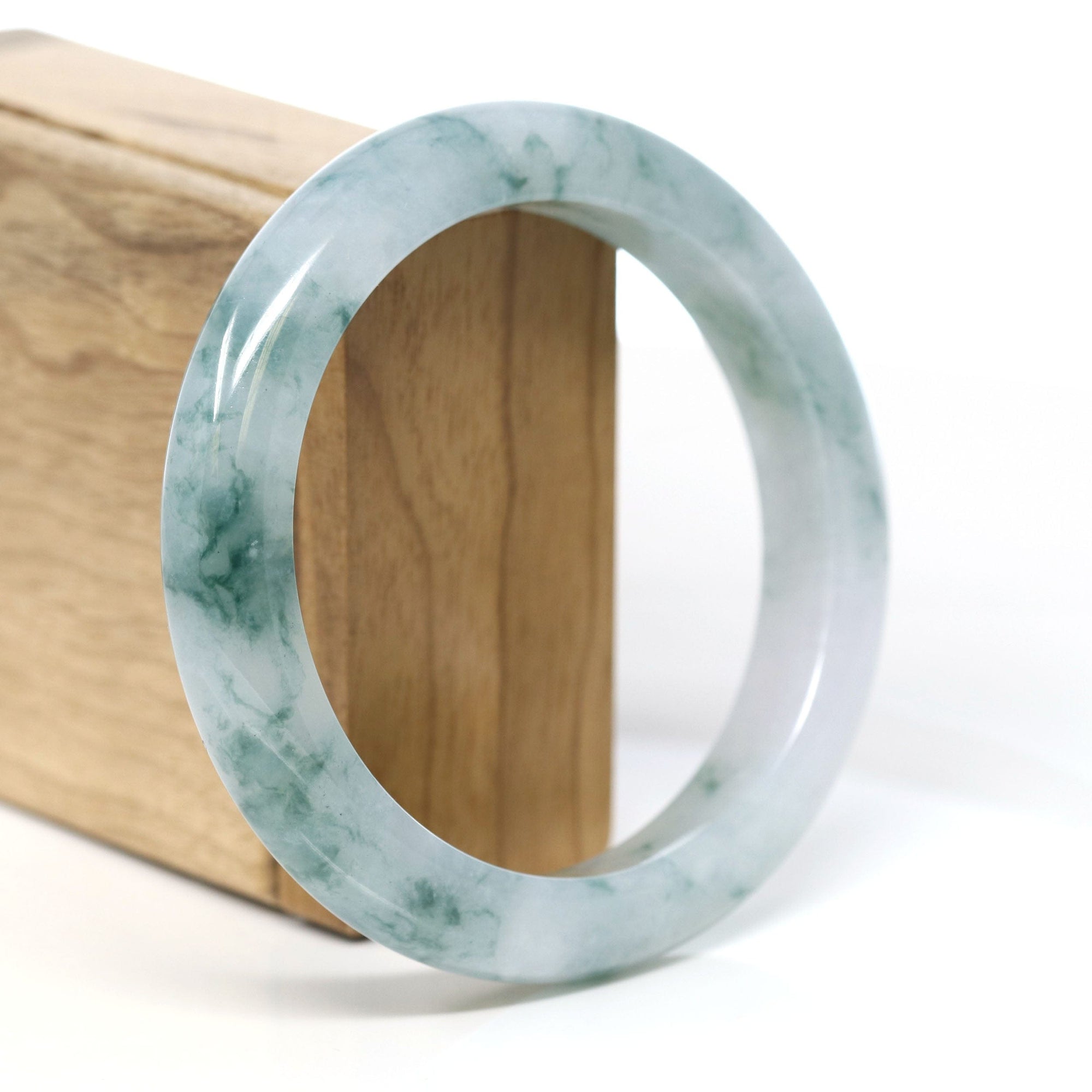 Baikalla Jewelry Jadeite Jade Bangle Bracelet Burmese High-end Ice blue green Jade Jadeite Bangle Bracelet (58.15mm) ( Collectibles )T267