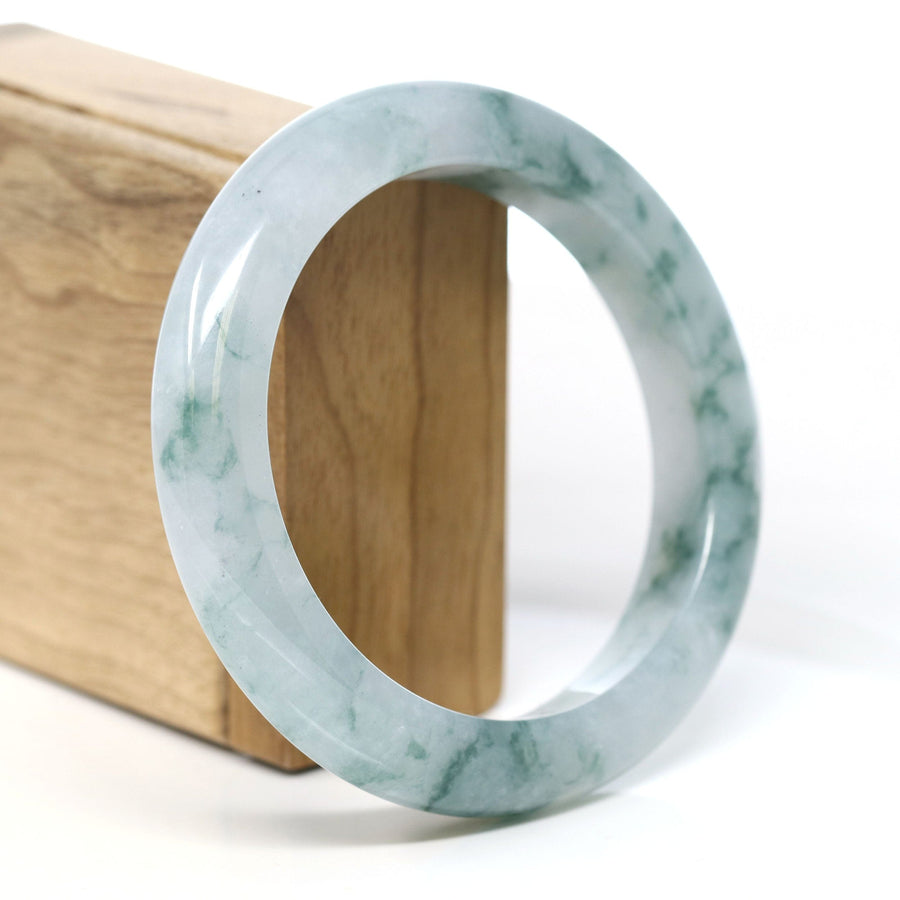 Baikalla Jewelry Jadeite Jade Bangle Bracelet Burmese High-end Ice blue green Jade Jadeite Bangle Bracelet (58.15mm) ( Collectibles )T268