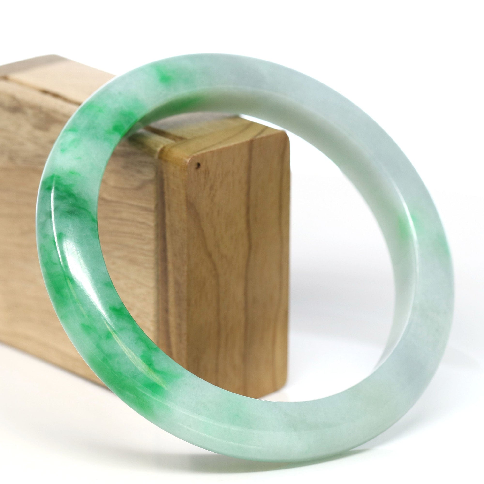 Baikalla Jewelry Jadeite Jade Bangle Bracelet Baikalla™ &quot;Classic Bangle&quot; Genuine Jadeite Jade Green Bangle Bracelet (59.39mm)