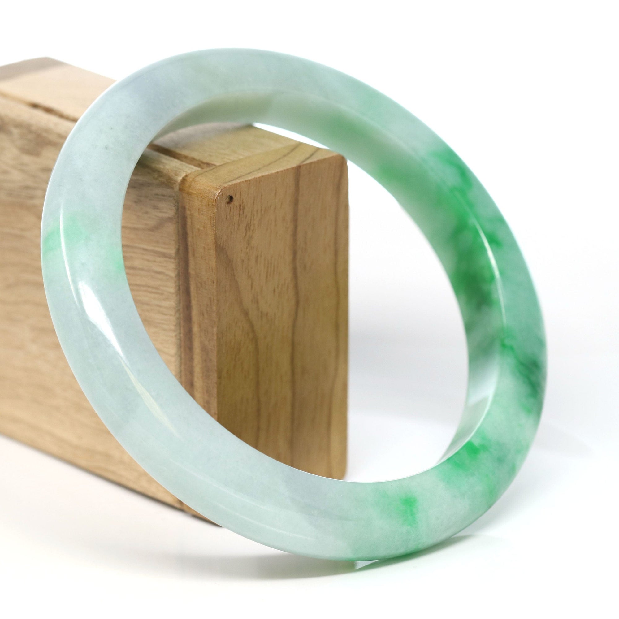 Baikalla Jewelry Jadeite Jade Bangle Bracelet Baikalla™ &quot;Classic Bangle&quot; Genuine Jadeite Jade Green Bangle Bracelet (59.39mm)