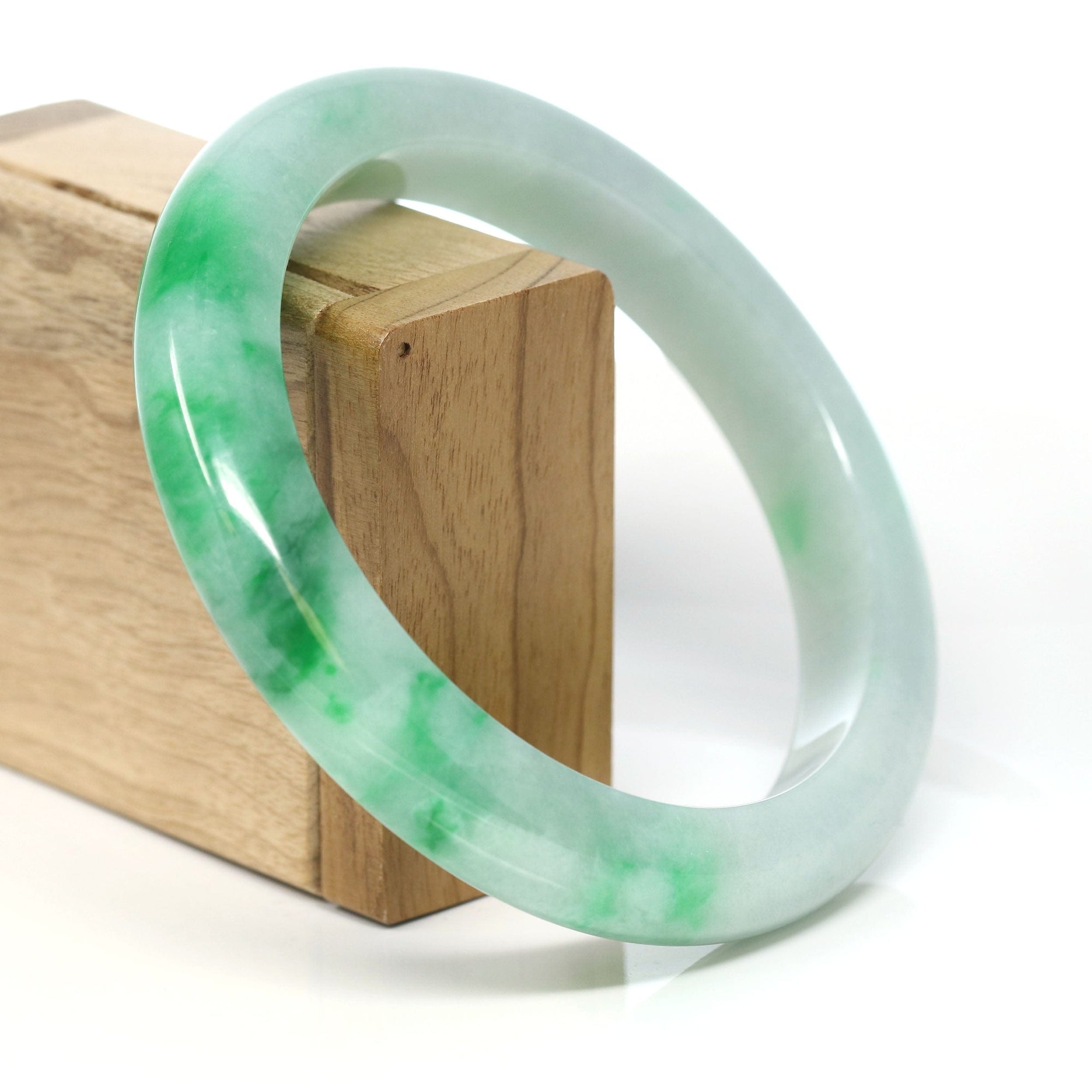 Baikalla Jewelry Jadeite Jade Bangle Bracelet Baikalla™ &quot;Classic Bangle&quot; Genuine Jadeite Jade Green Bangle Bracelet (59.39mm)