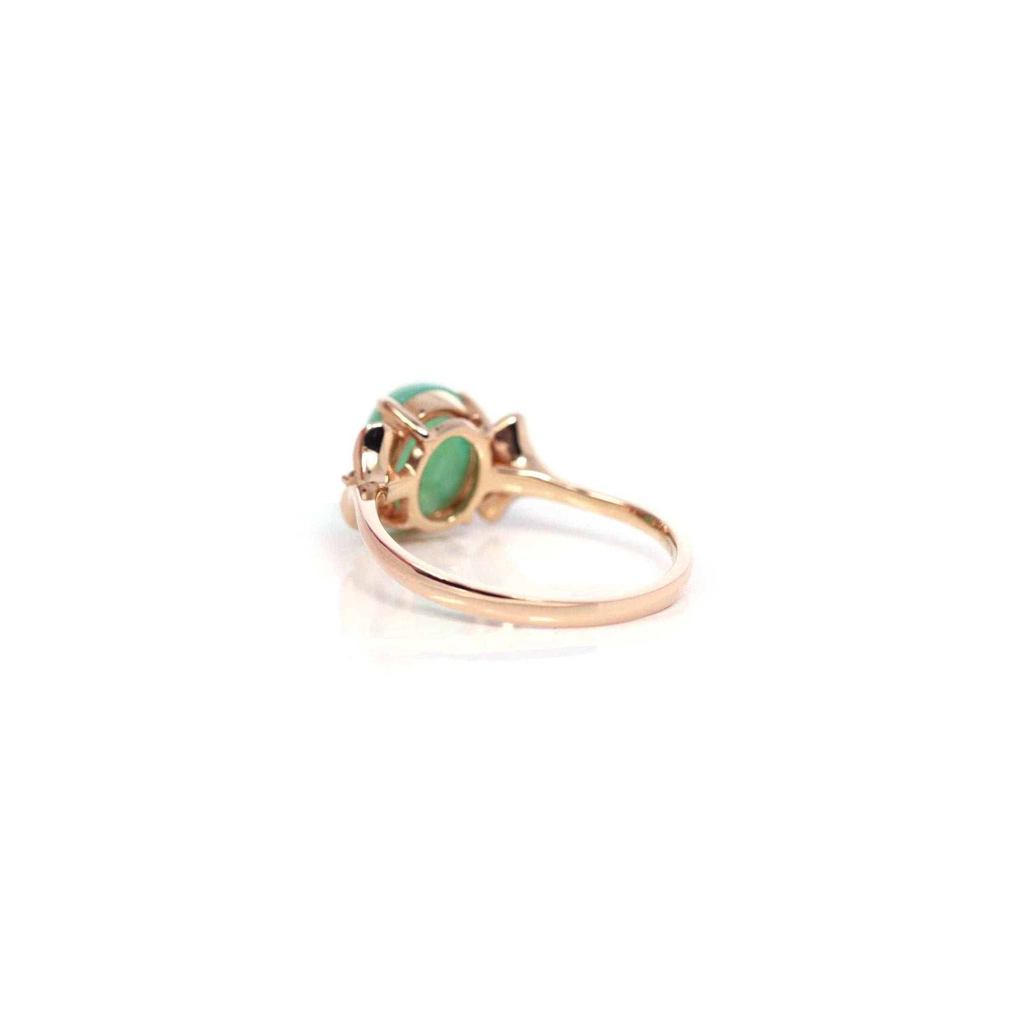 Baikalla Jewelry Jadeite Engagement Ring Baikalla™ "Aretha" 18k Rose Gold Natural Imperial Jadeite Morning Glory Engagement Ring