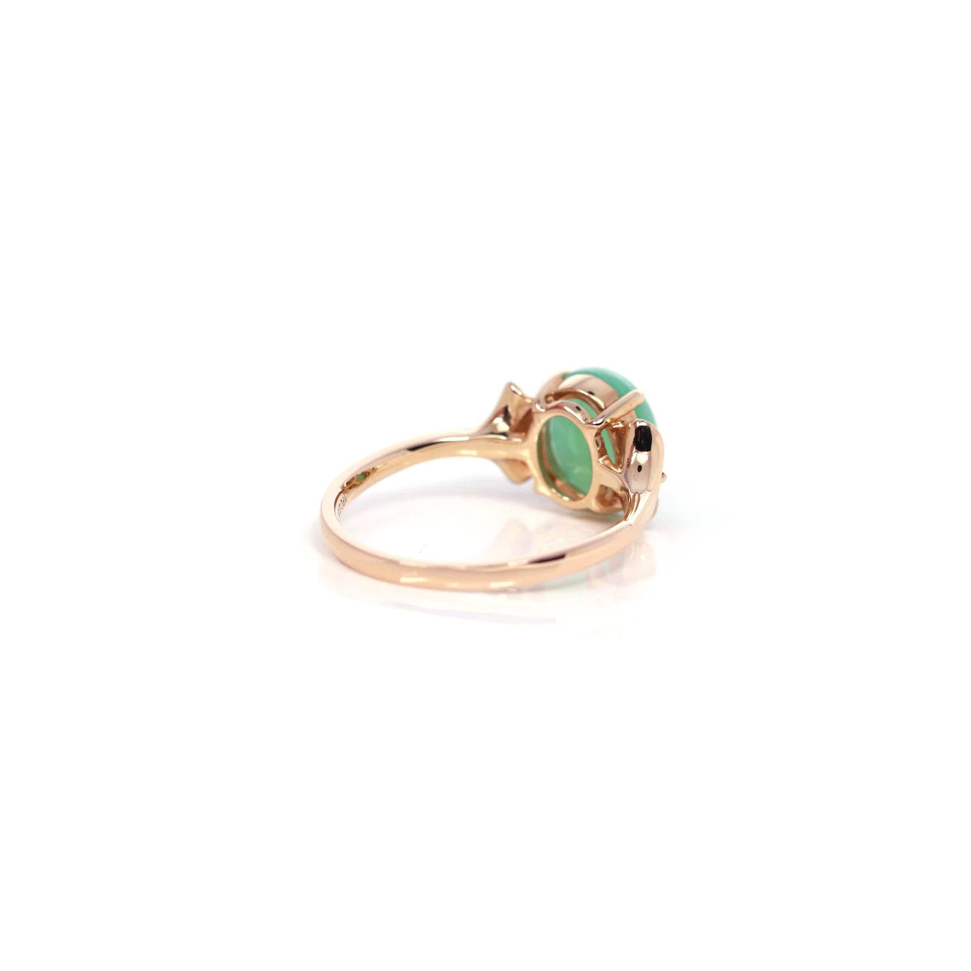 Baikalla Jewelry Jadeite Engagement Ring Baikalla™ &quot;Aretha&quot; 18k Rose Gold Natural Imperial Jadeite Morning Glory Engagement Ring