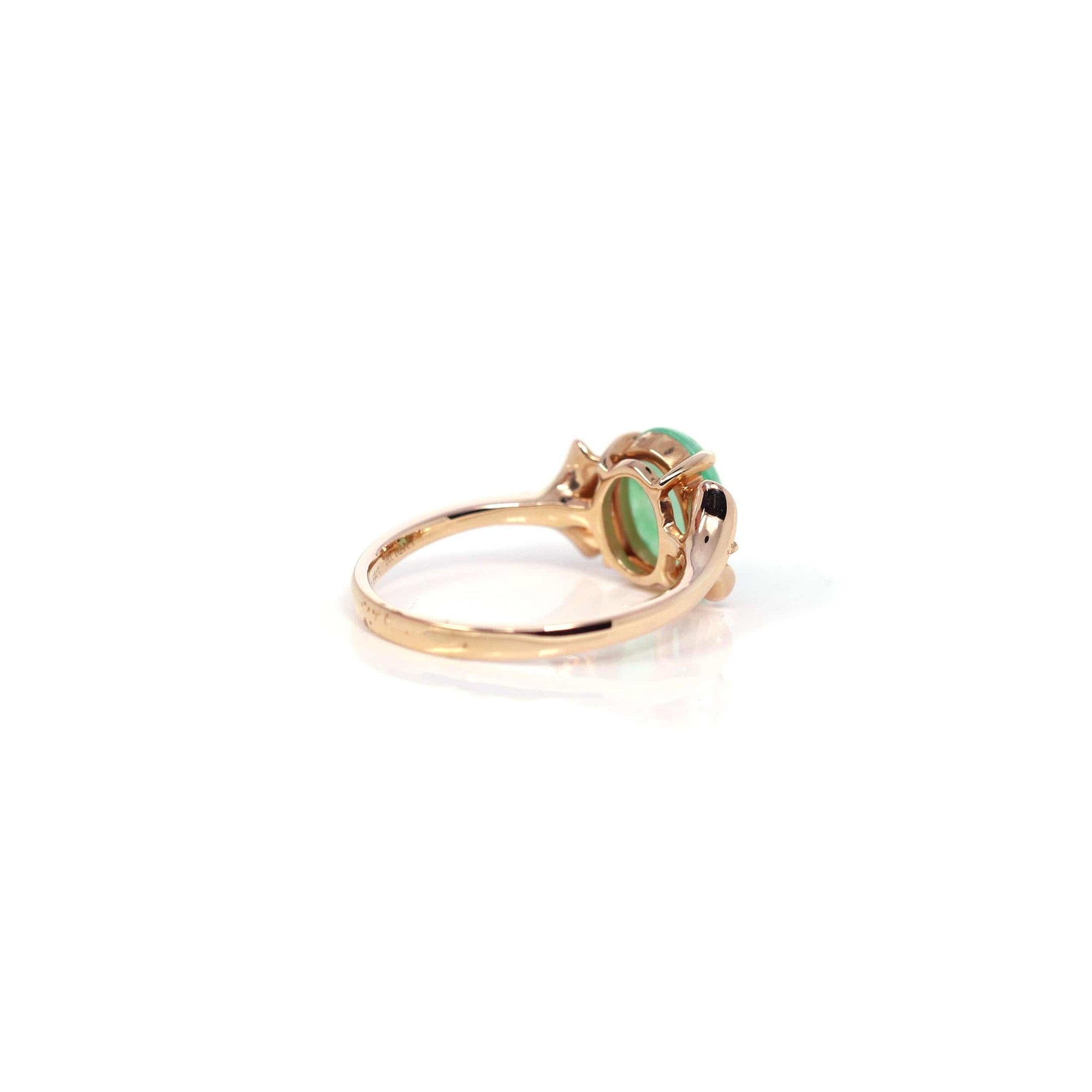 Baikalla Jewelry Jadeite Engagement Ring Baikalla™ &quot;Aretha&quot; 18k Rose Gold Natural Imperial Jadeite Morning Glory Engagement Ring