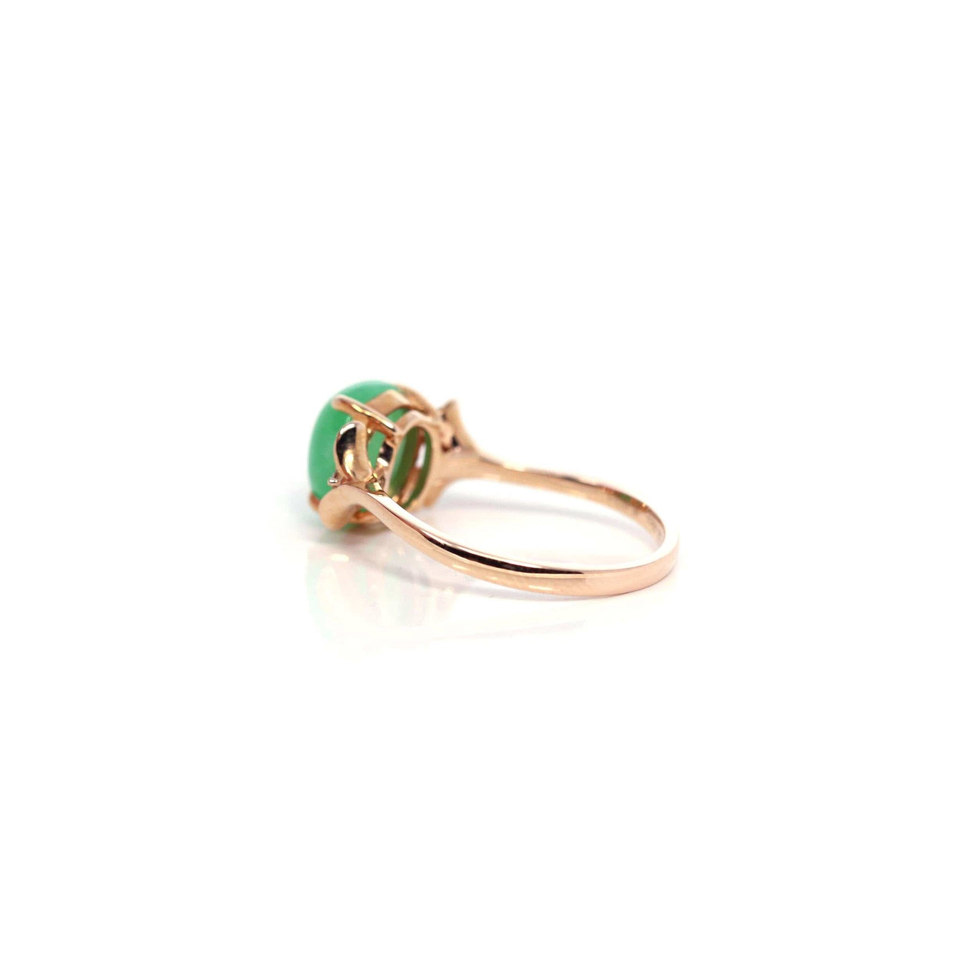 Baikalla Jewelry Jadeite Engagement Ring Baikalla™ &quot;Aretha&quot; 18k Rose Gold Natural Imperial Jadeite Morning Glory Engagement Ring