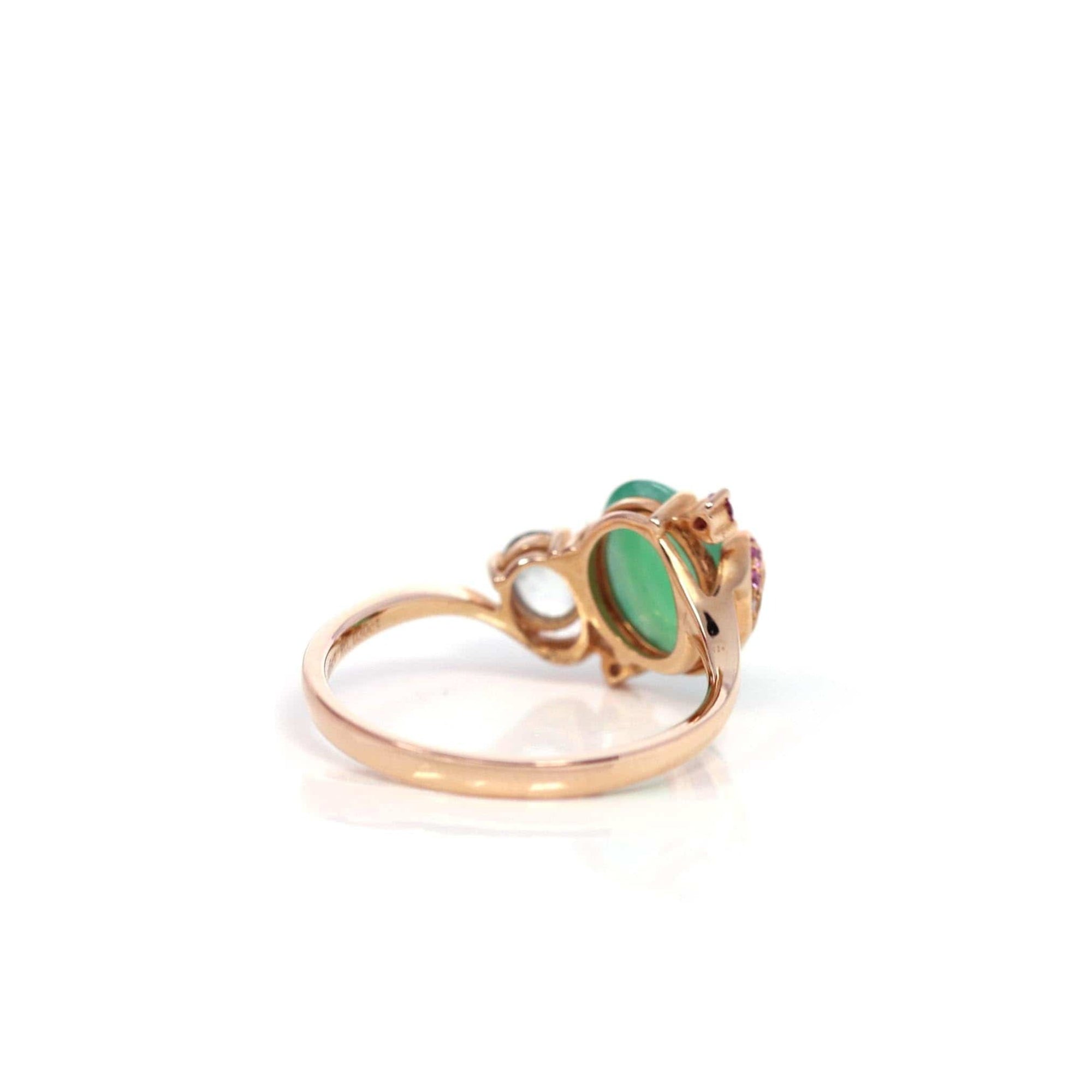 Baikalla Jewelry Jadeite Engagement Ring Baikalla™ 18k Rose Gold Natural Imperial Jadeite Morning Glory Engagement Ring