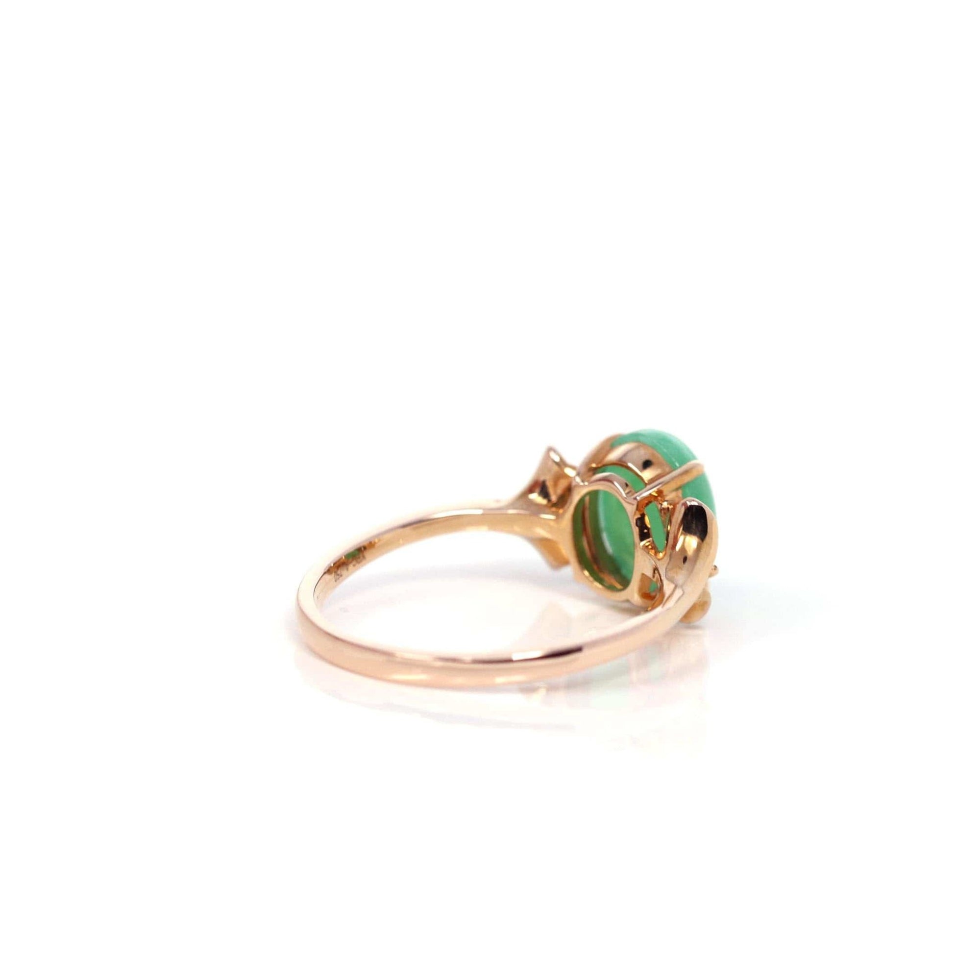 Baikalla Jewelry Jadeite Engagement Ring Baikalla™ "Aretha" 18k Rose Gold Natural Imperial Jadeite Morning Glory Engagement Ring