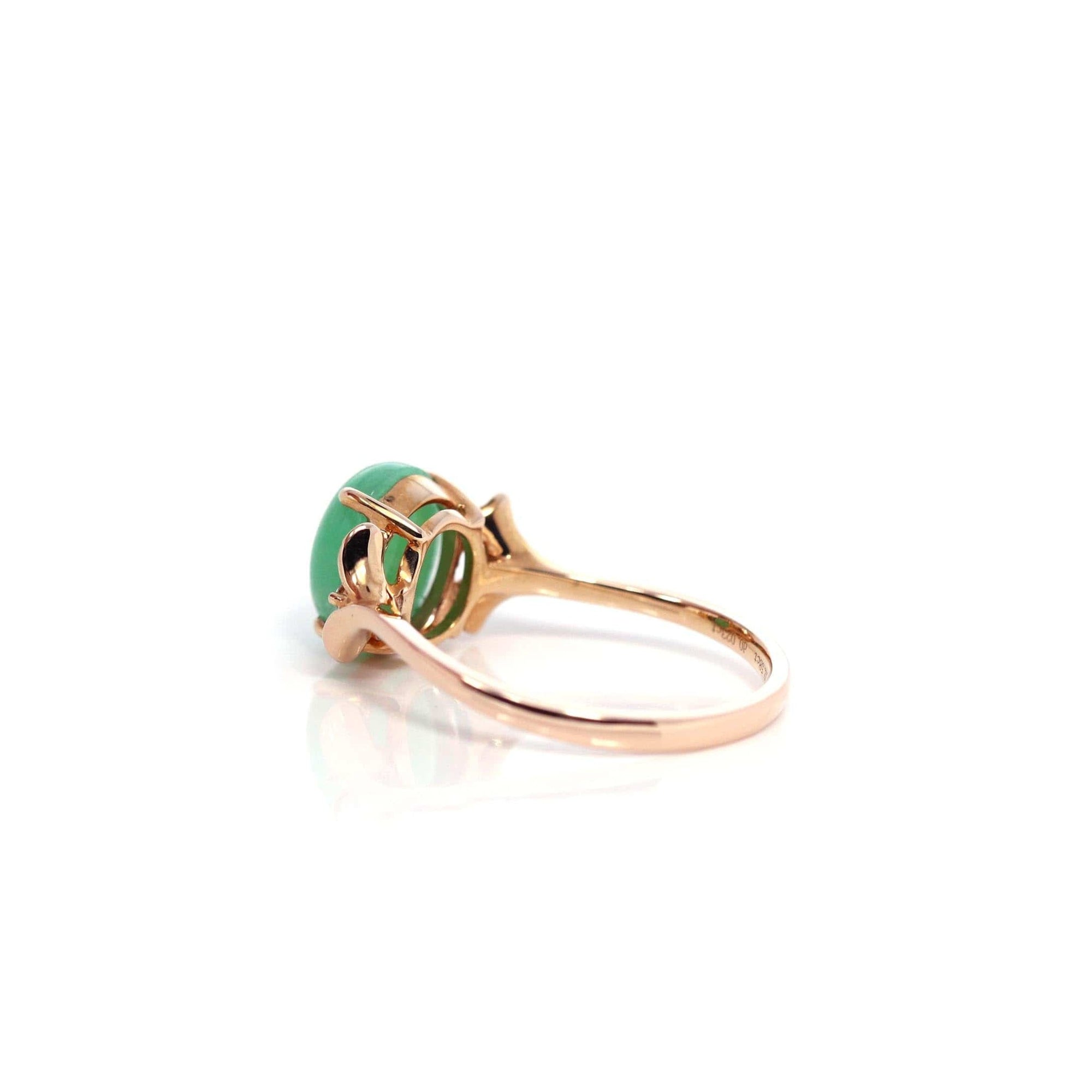 Baikalla Jewelry Jadeite Engagement Ring Baikalla™ &quot;Aretha&quot; 18k Rose Gold Natural Imperial Jadeite Morning Glory Engagement Ring