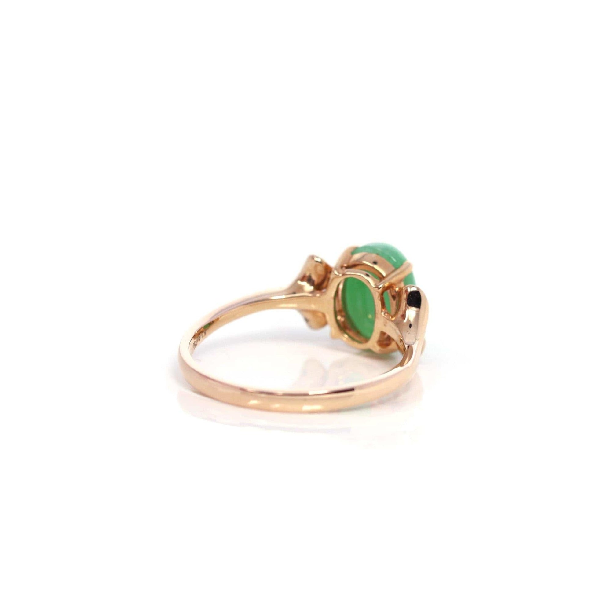 Baikalla Jewelry Jadeite Engagement Ring Baikalla™ &quot;Aretha&quot; 18k Rose Gold Natural Imperial Jadeite Morning Glory Engagement Ring